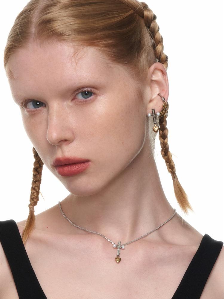 Cross Golden Heart Earrings - Uniqvibe