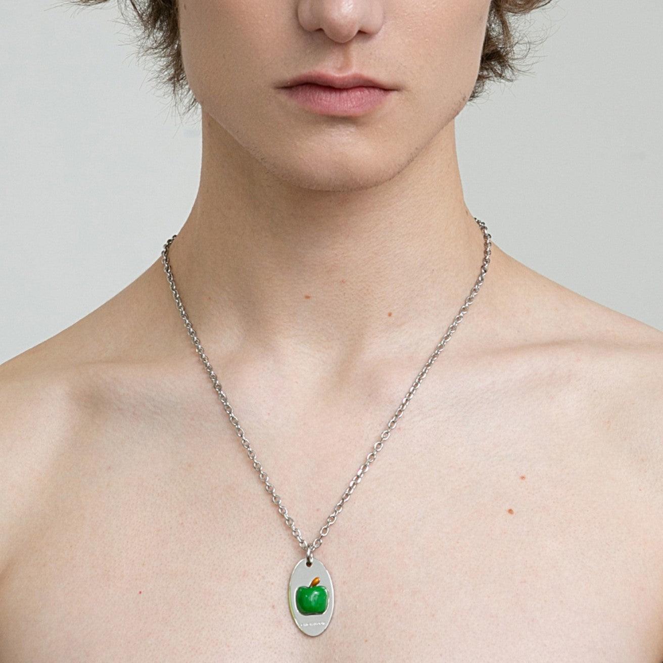 Enamel Green Apple Pendant Necklace - Uniqvibe