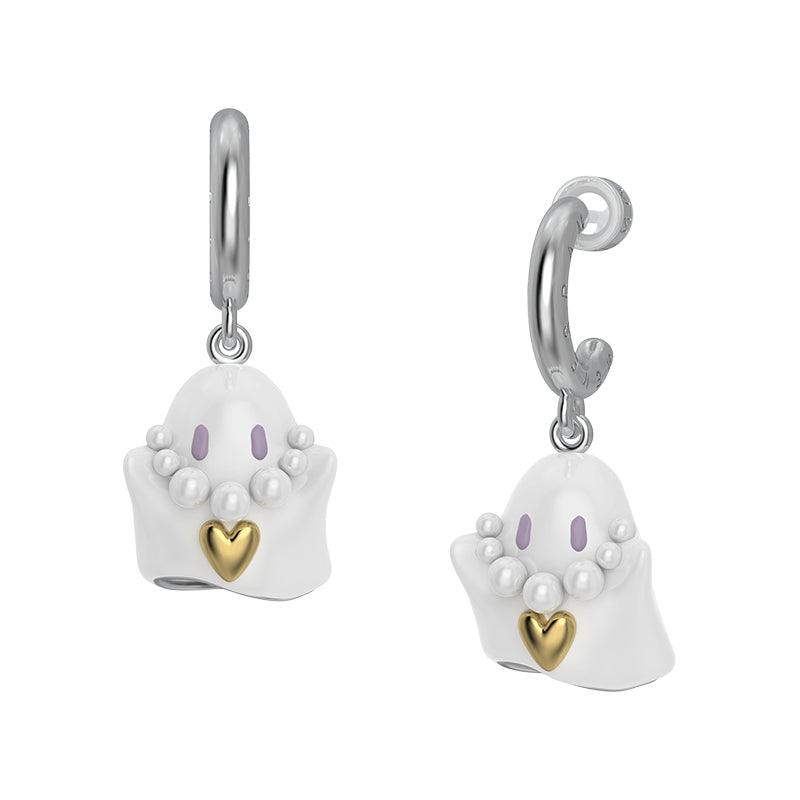 Ghost Earrings with a Pearl Necklace - Uniqvibe