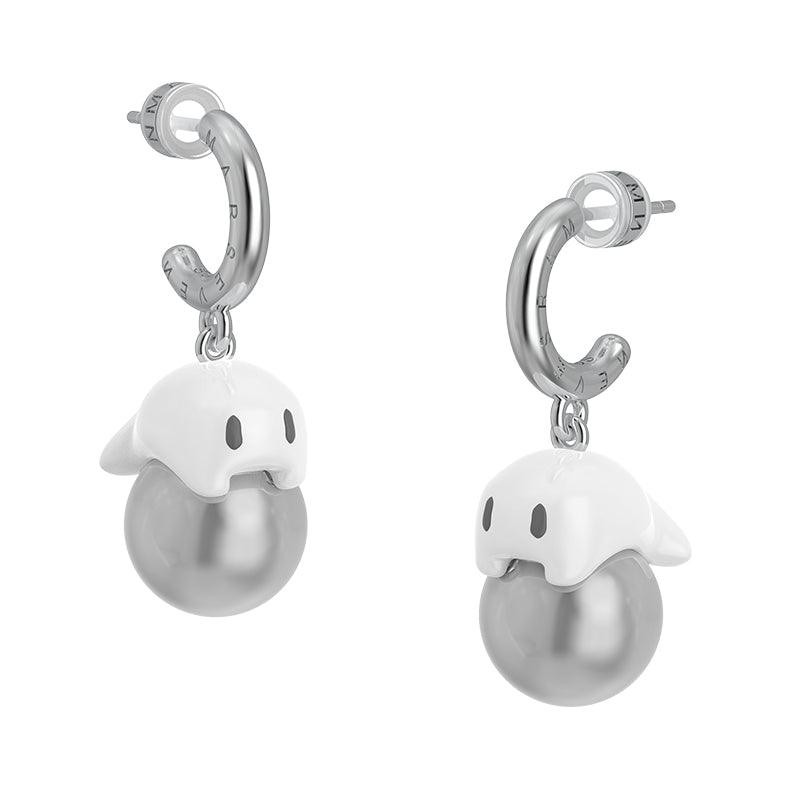 Grey Pearl Ghost Earrings/Ear Cuffs - Uniqvibe