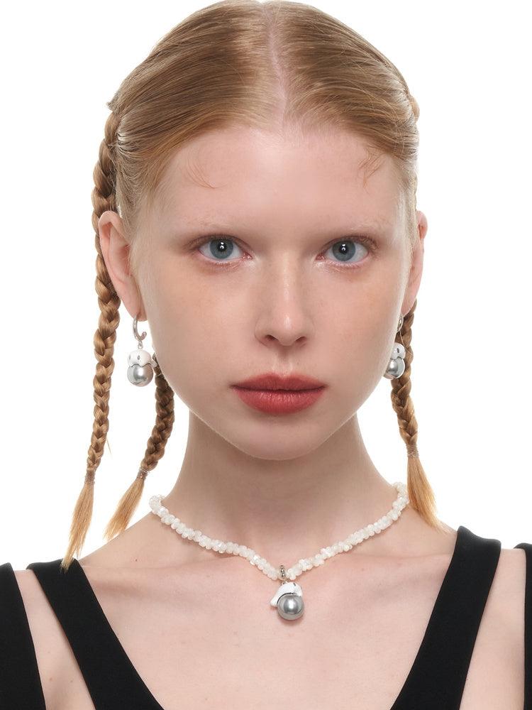 Grey Pearl Ghost Earrings/Ear Cuffs - Uniqvibe