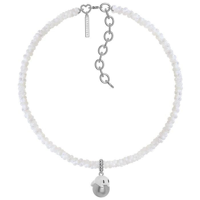 Grey Pearl Ghost Thick Necklace - Uniqvibe