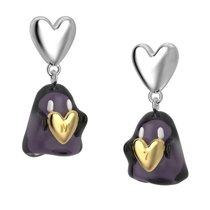 Heart Ghost Enamel Earrings / Ear Cuffs - Uniqvibe