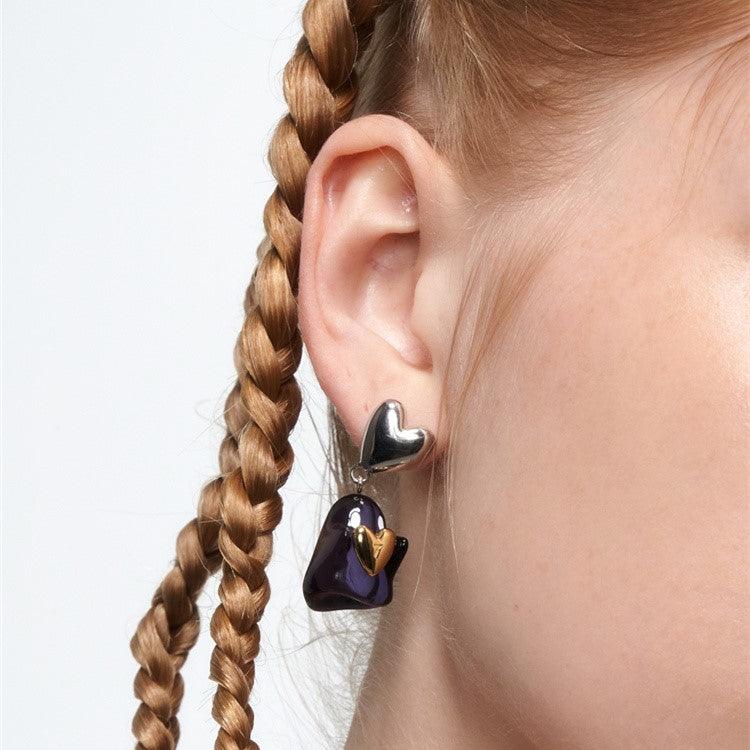 Heart Ghost Enamel Earrings / Ear Cuffs - Uniqvibe