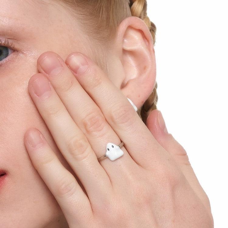 MINI Ghost Enamel Open Adjustable Ring - Uniqvibe