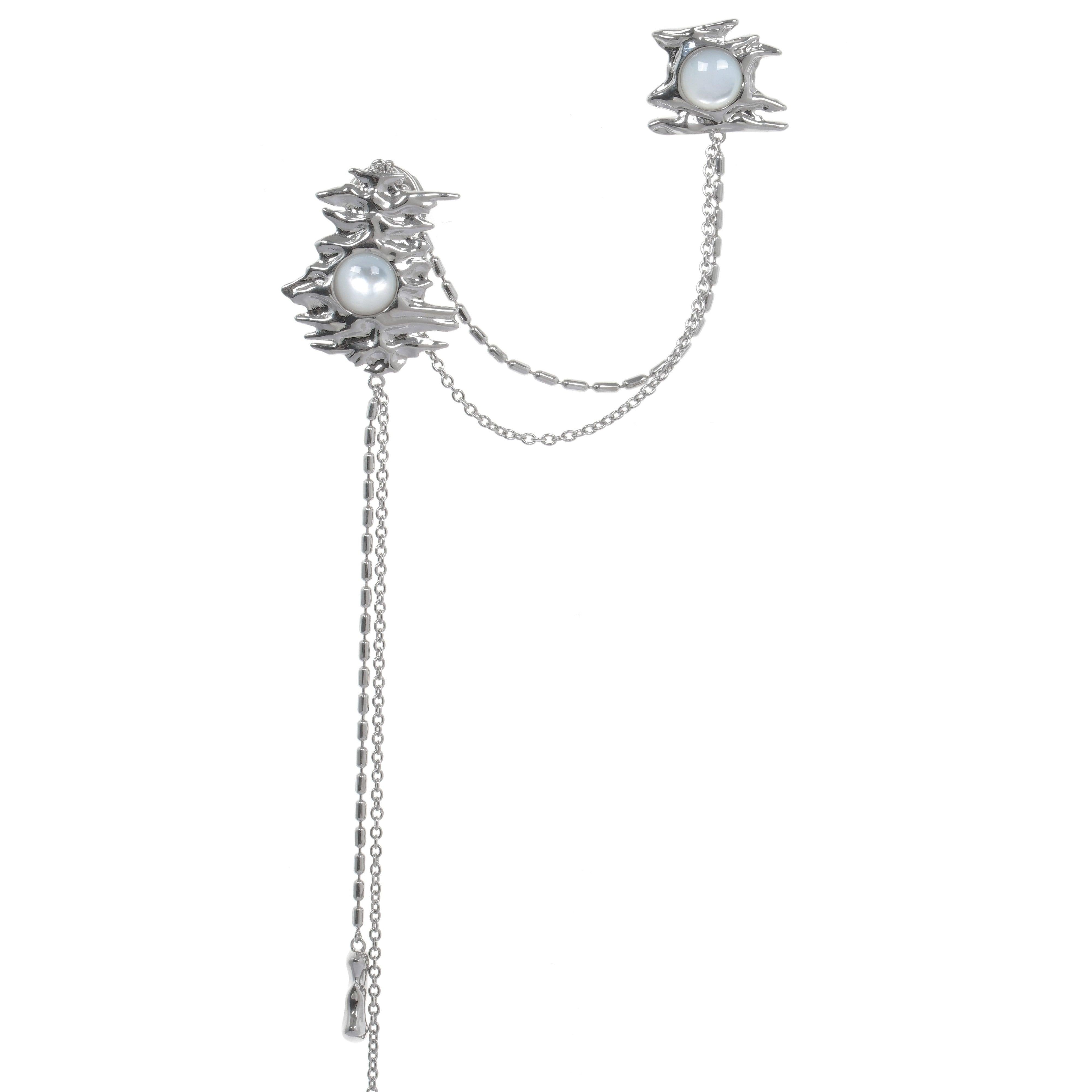 Natural Shell Liquid Metal Chain Earrings - Uniqvibe