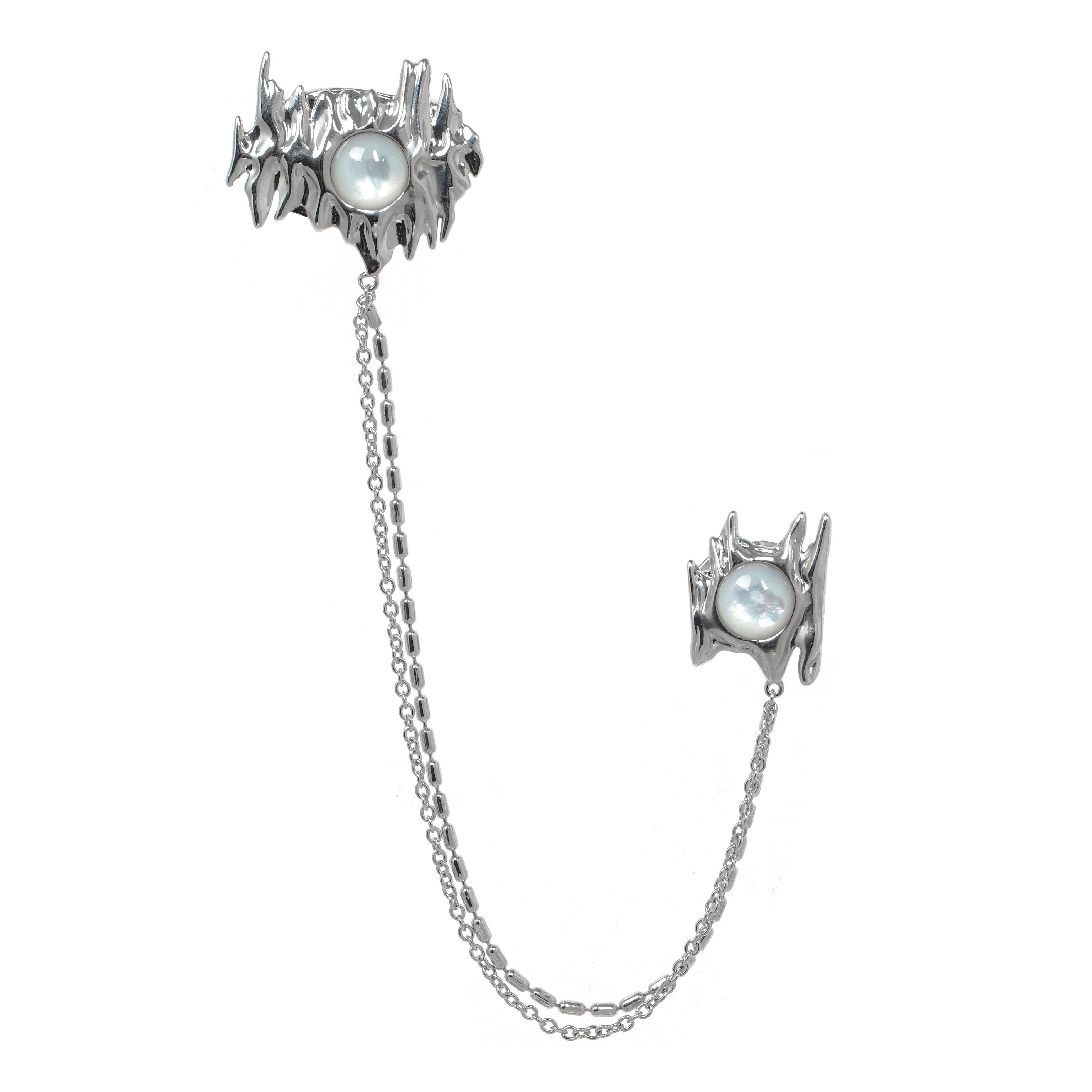 Natural Shell Liquid Metal Chain Rings - Uniqvibe