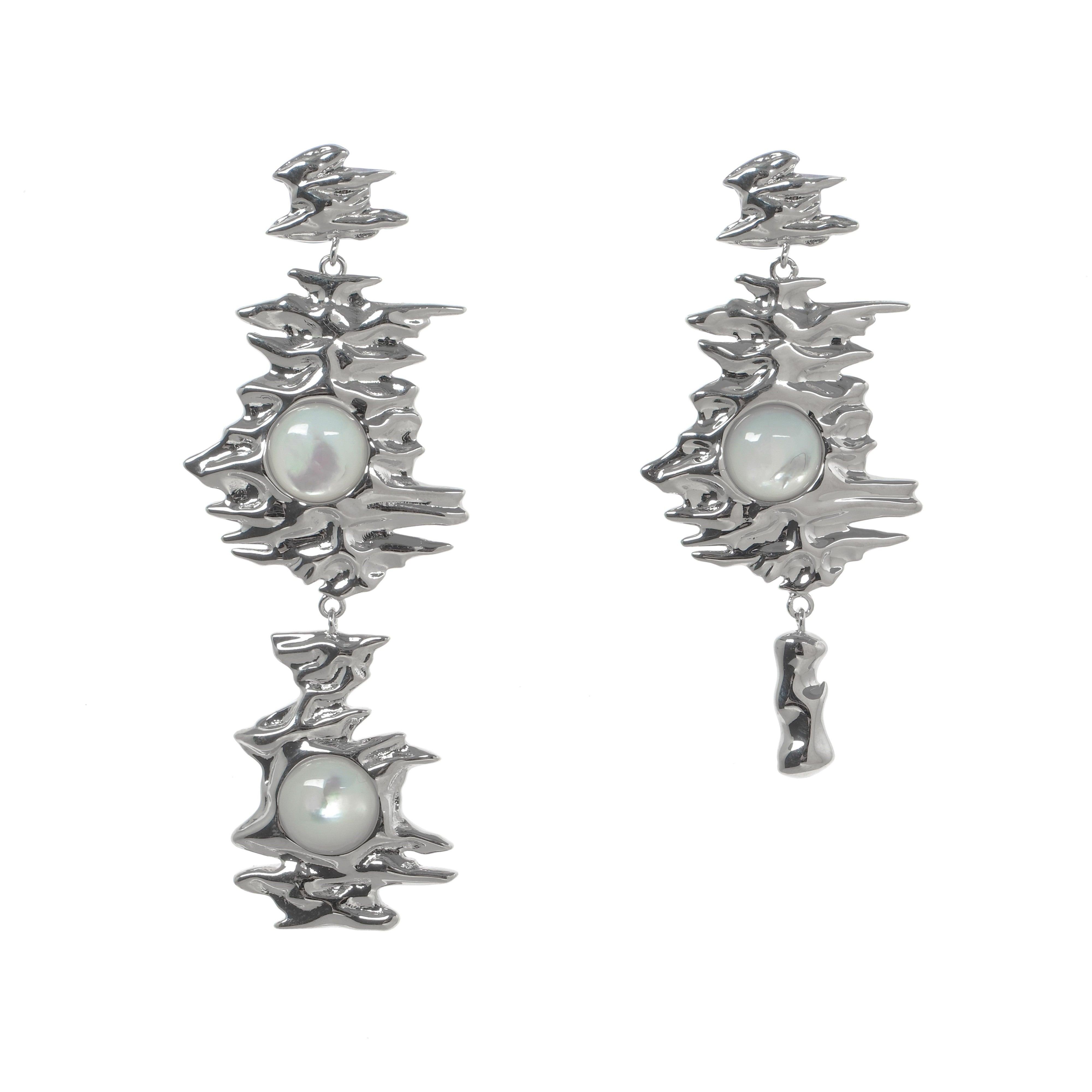 Natural Shell Liquid Metal Earrings - Uniqvibe