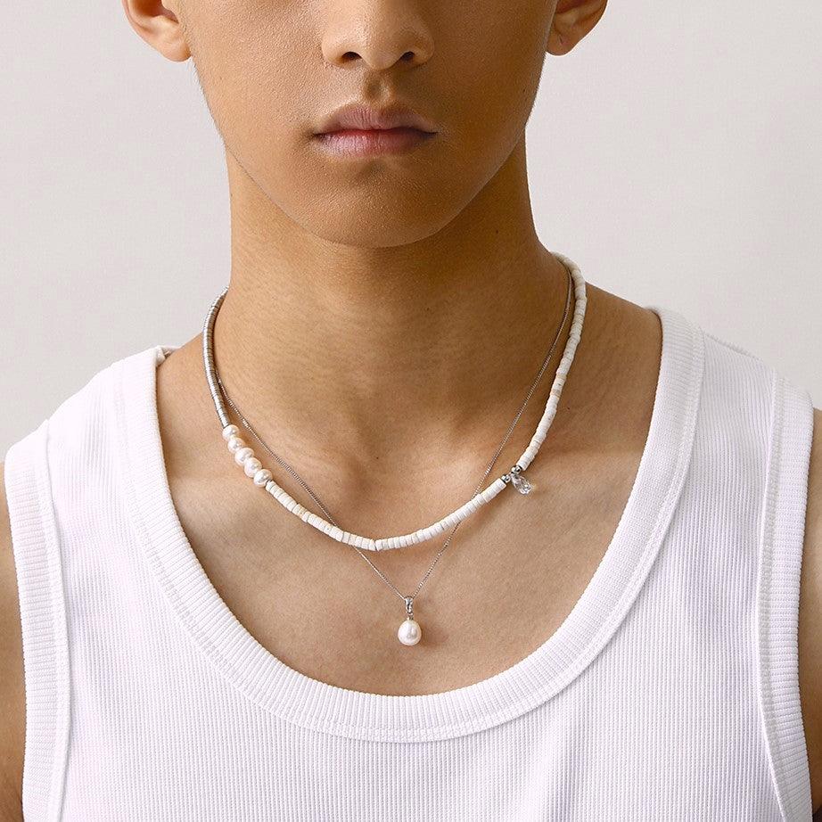 Natural White Shell Pearl Pendant Turquoise Necklace - Uniqvibe