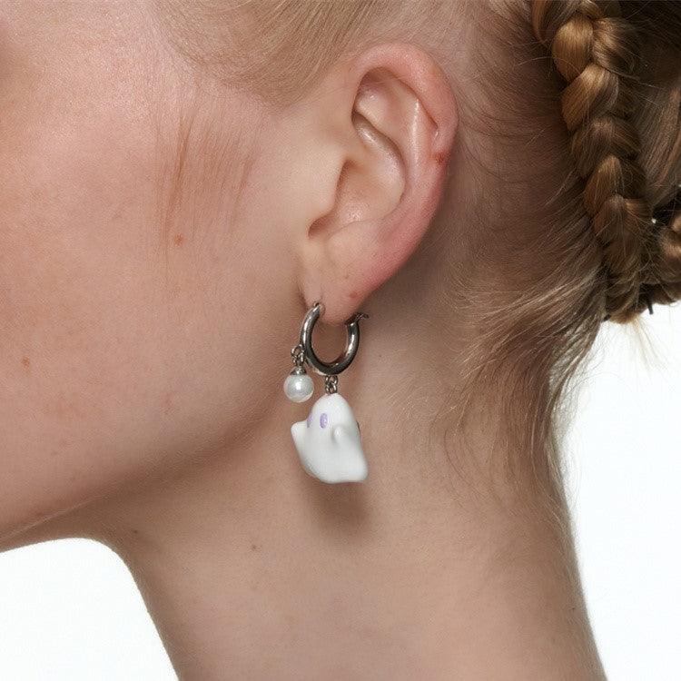 Pearl Enamel Ghost Earrings/Ear cuffs - Uniqvibe