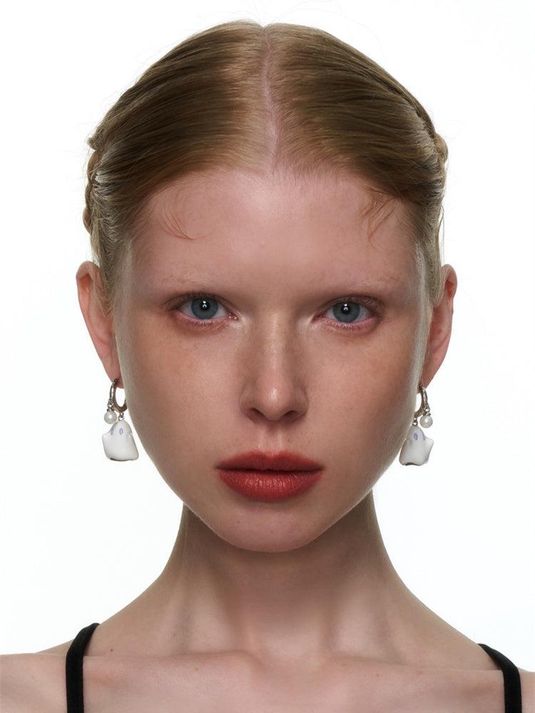 Pearl Enamel Ghost Earrings/Ear cuffs - Uniqvibe