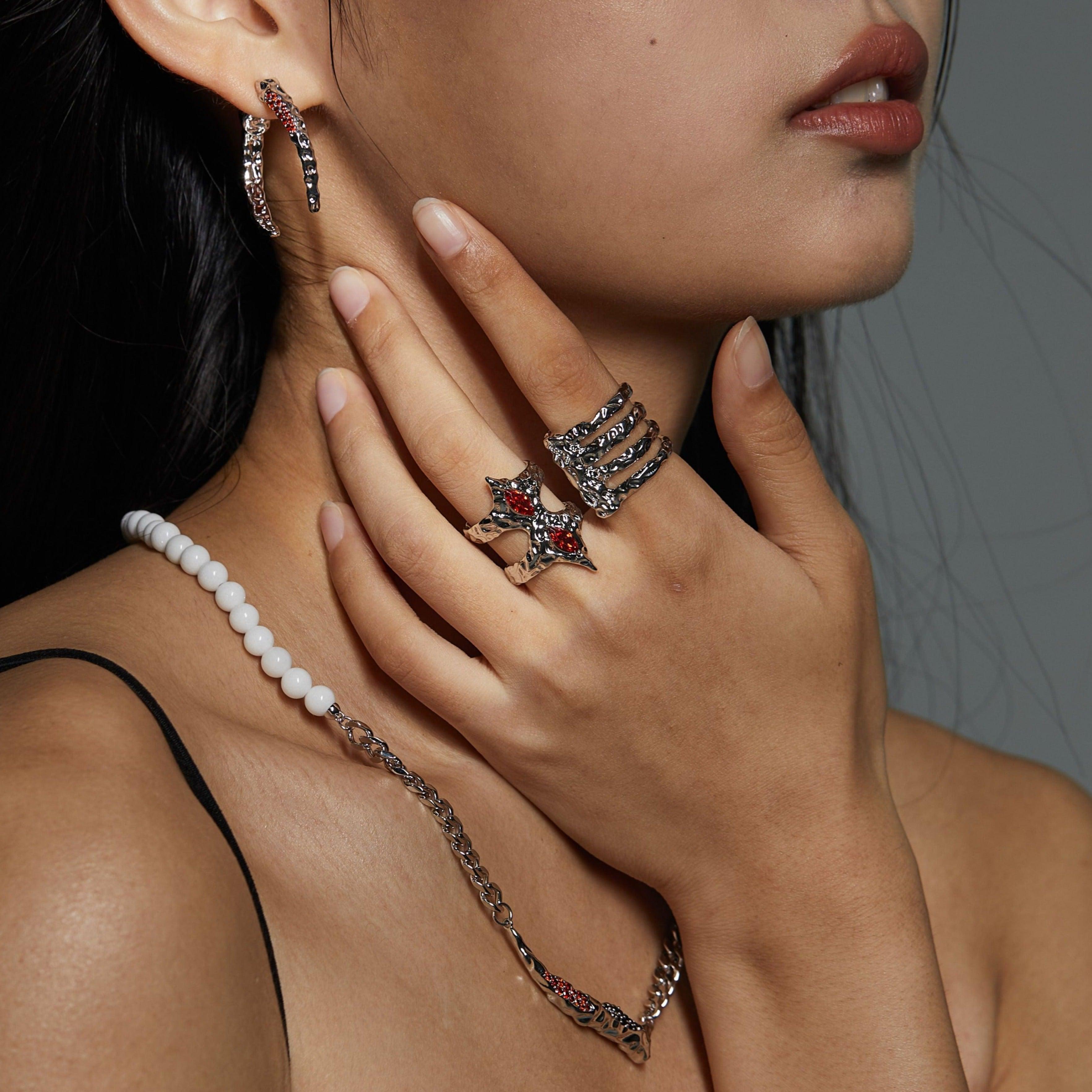 Rib Cage Open Adjustable Ring - Uniqvibe