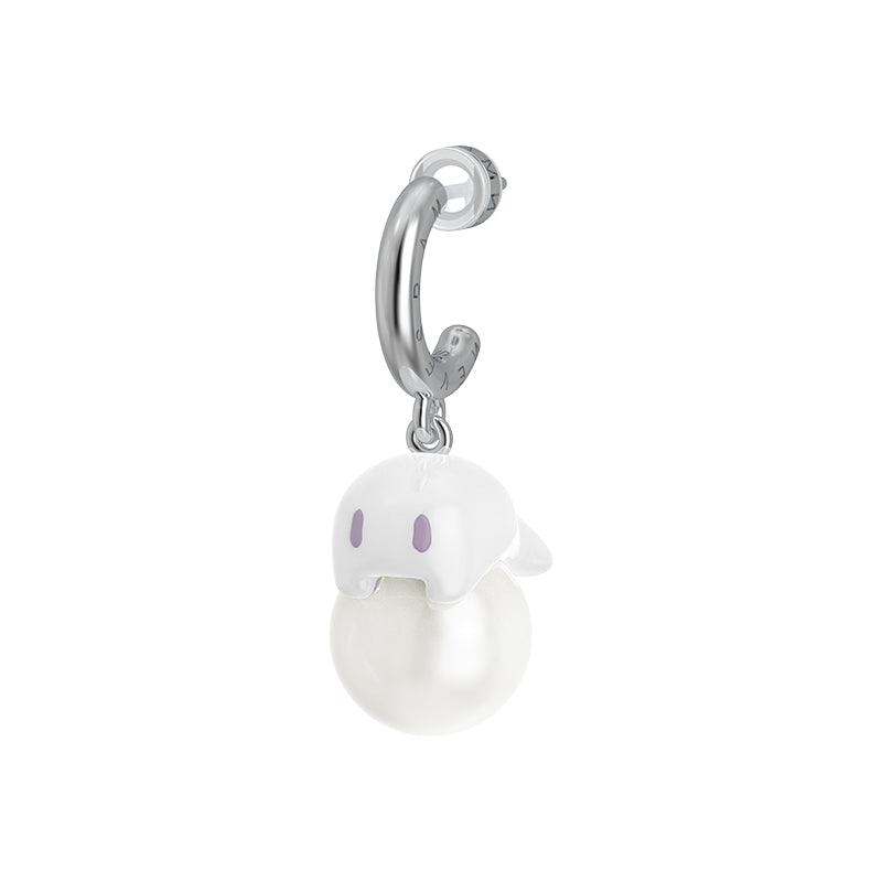 White Pearl Ghost Earrings/Ear Cuffs - Uniqvibe