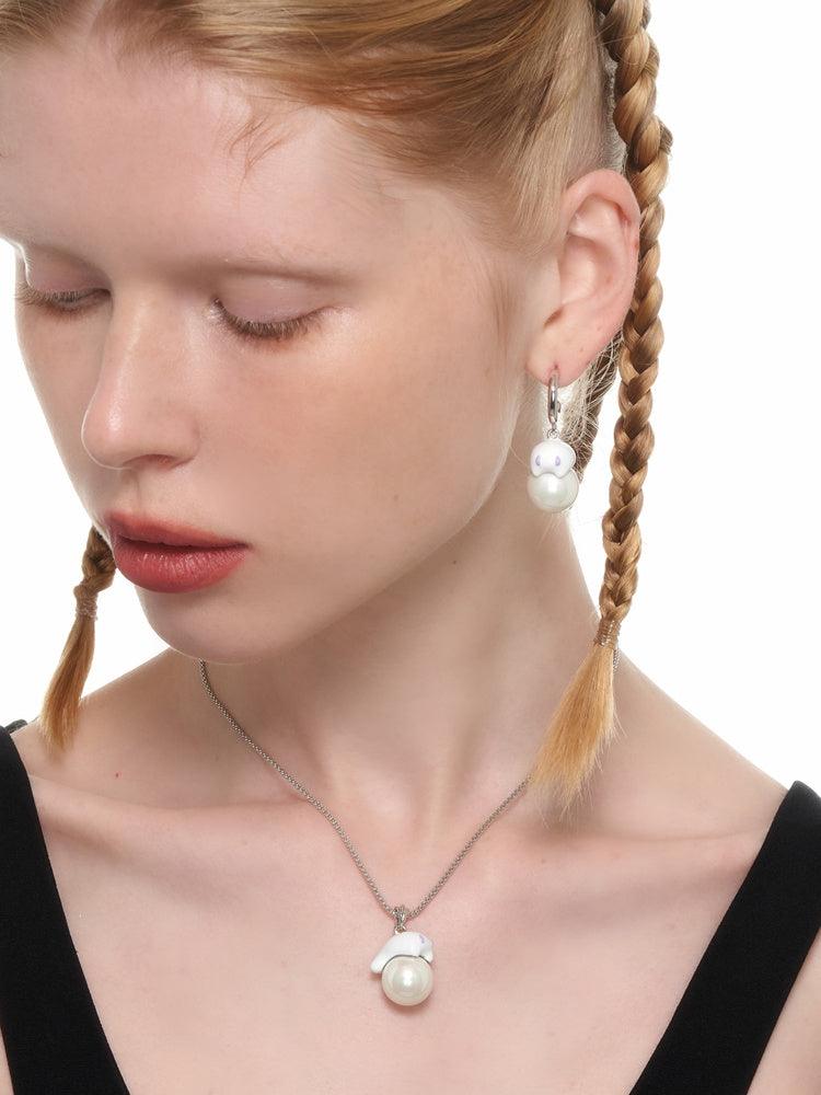 White Pearl Ghost Thin Necklace - Uniqvibe