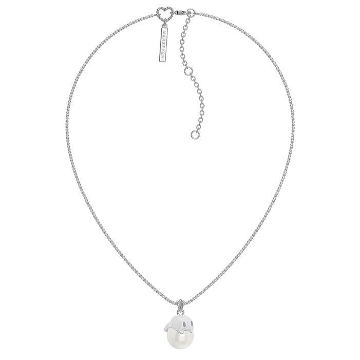 White Pearl Ghost Thin Necklace - Uniqvibe