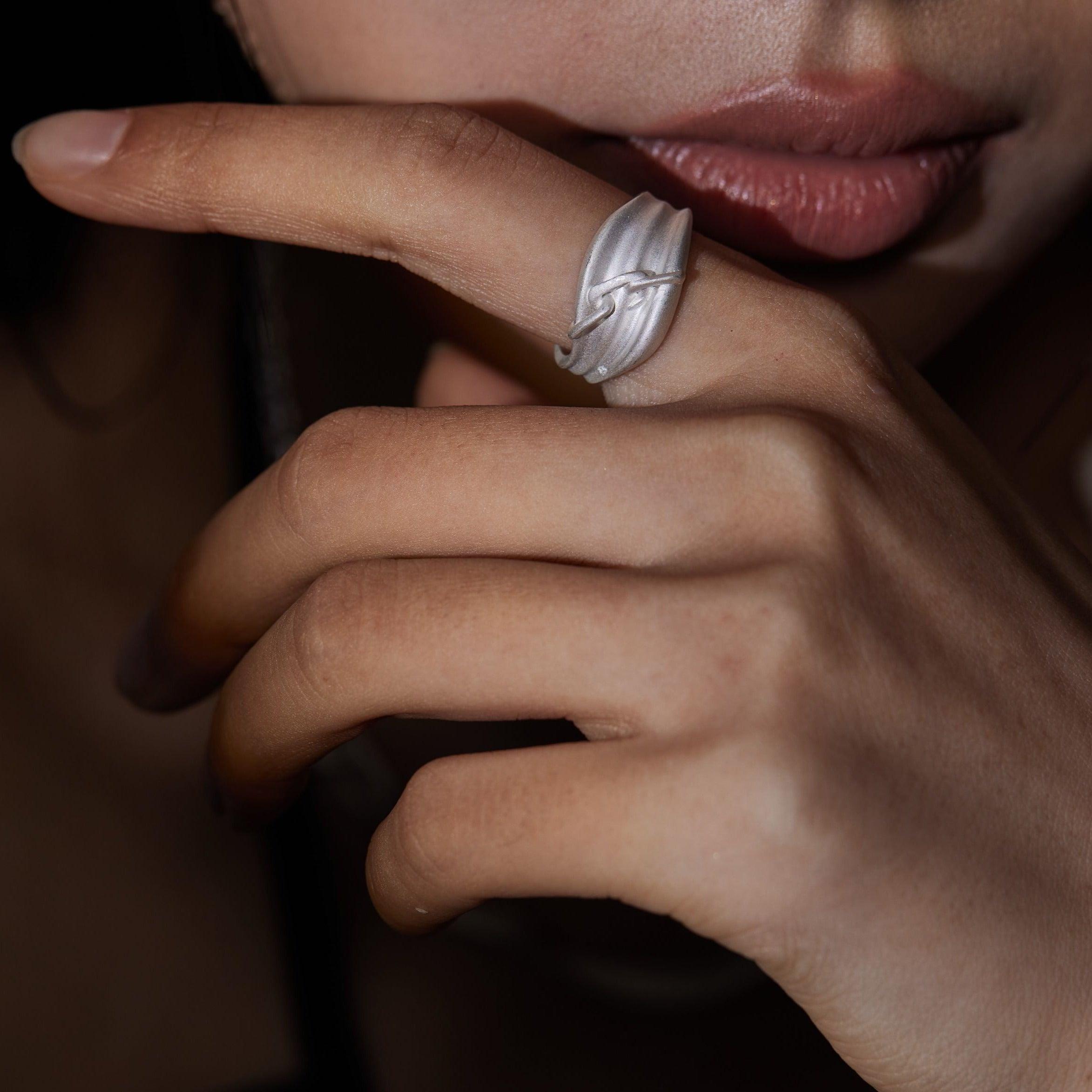 White Sand Sterling Silver Couple Ring (small) - Uniqvibe