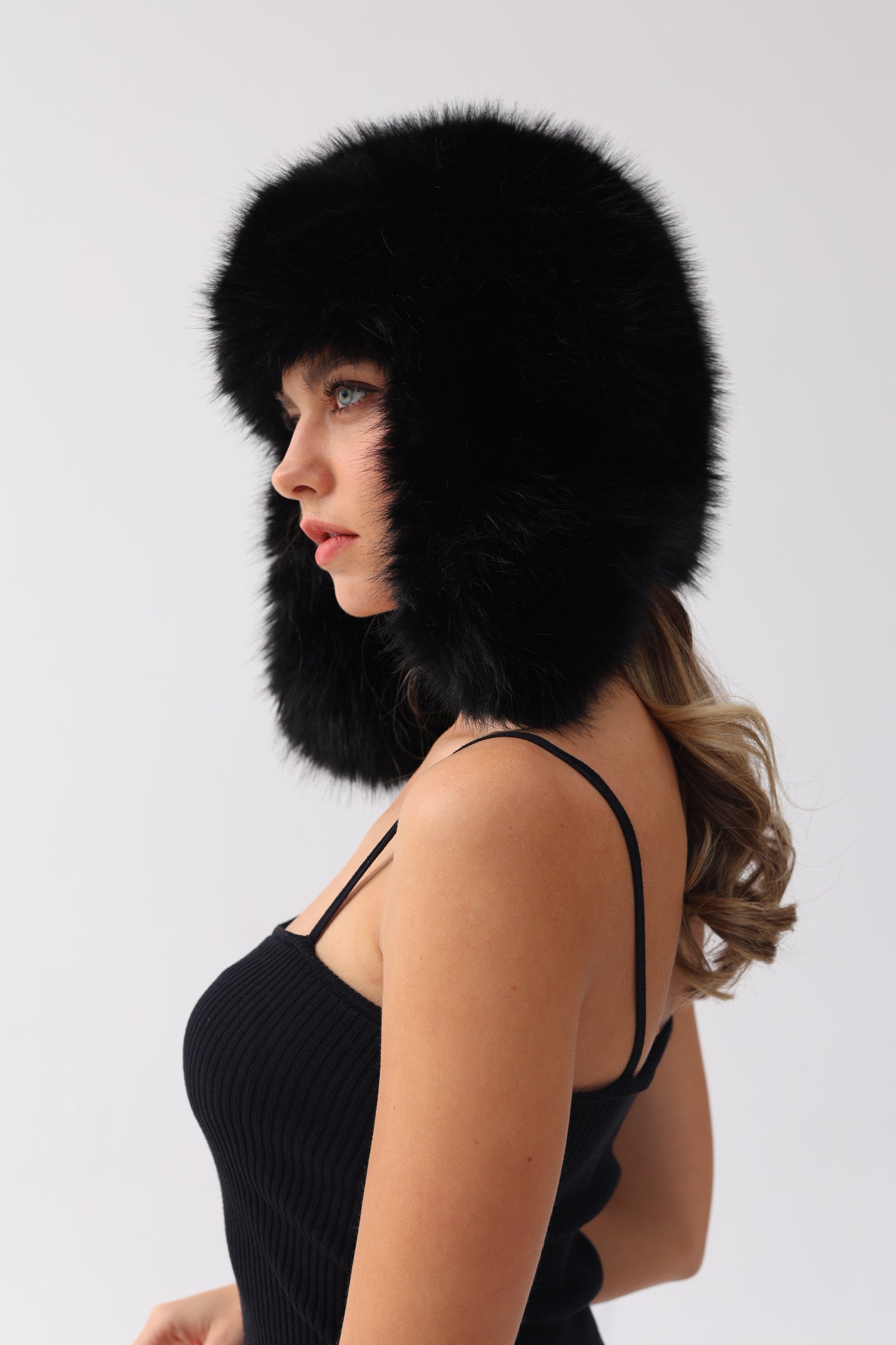 Faux Fur Thick Warm Headband Winter Fluffy Trapper Hat with Ear Flaps