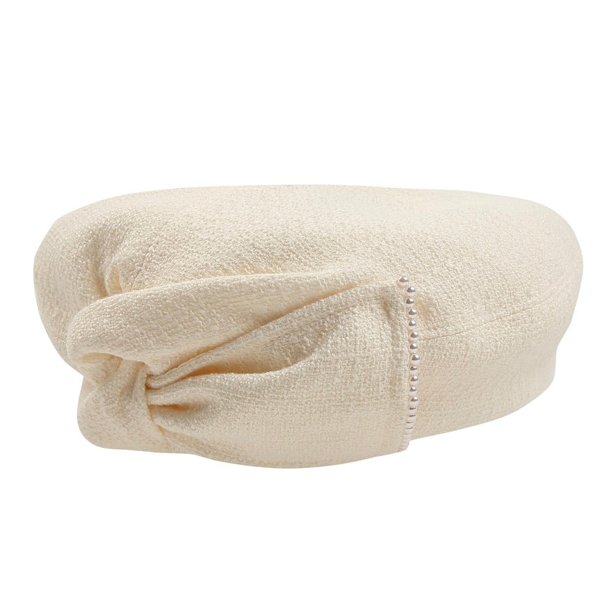 Small Pearl Embellished Bow-knot White Beret Hats