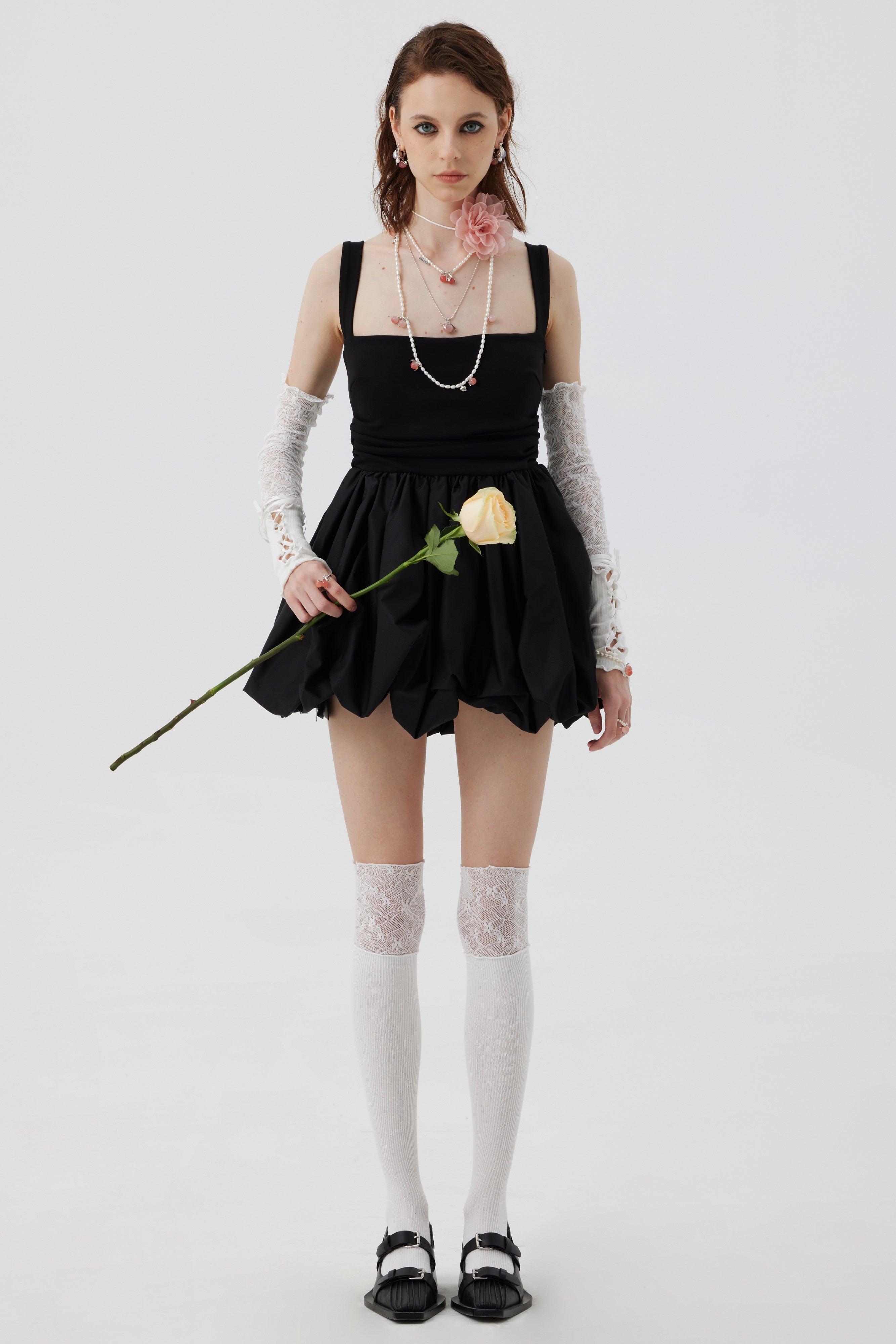 Ballet Bandages Lace Cotton Patchwork Sleeves White/Black - Uniqvibe