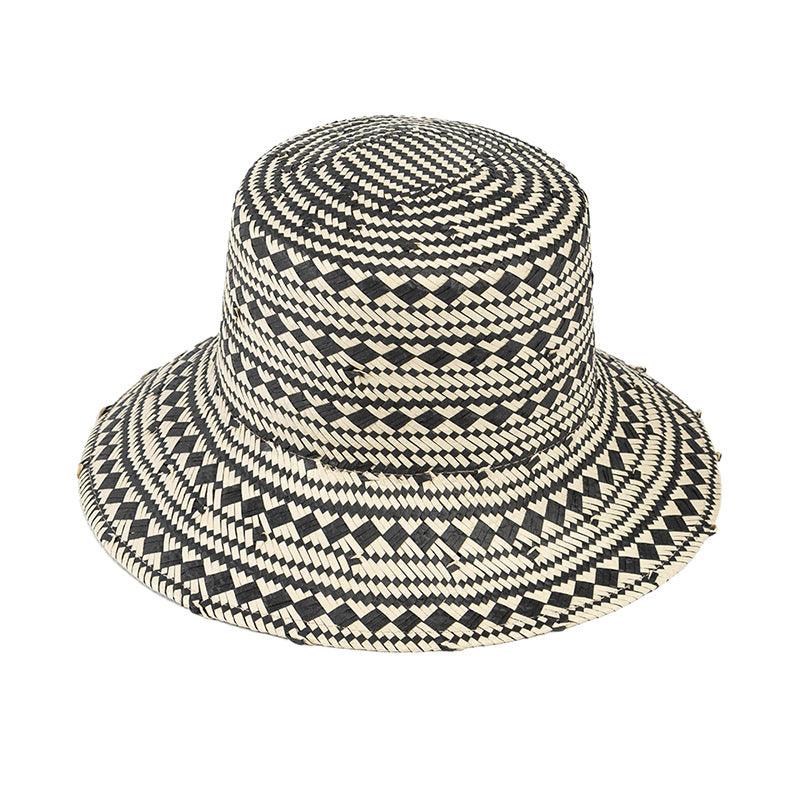Black & White Woven Straw Bucket Beach Hat - Uniqvibe