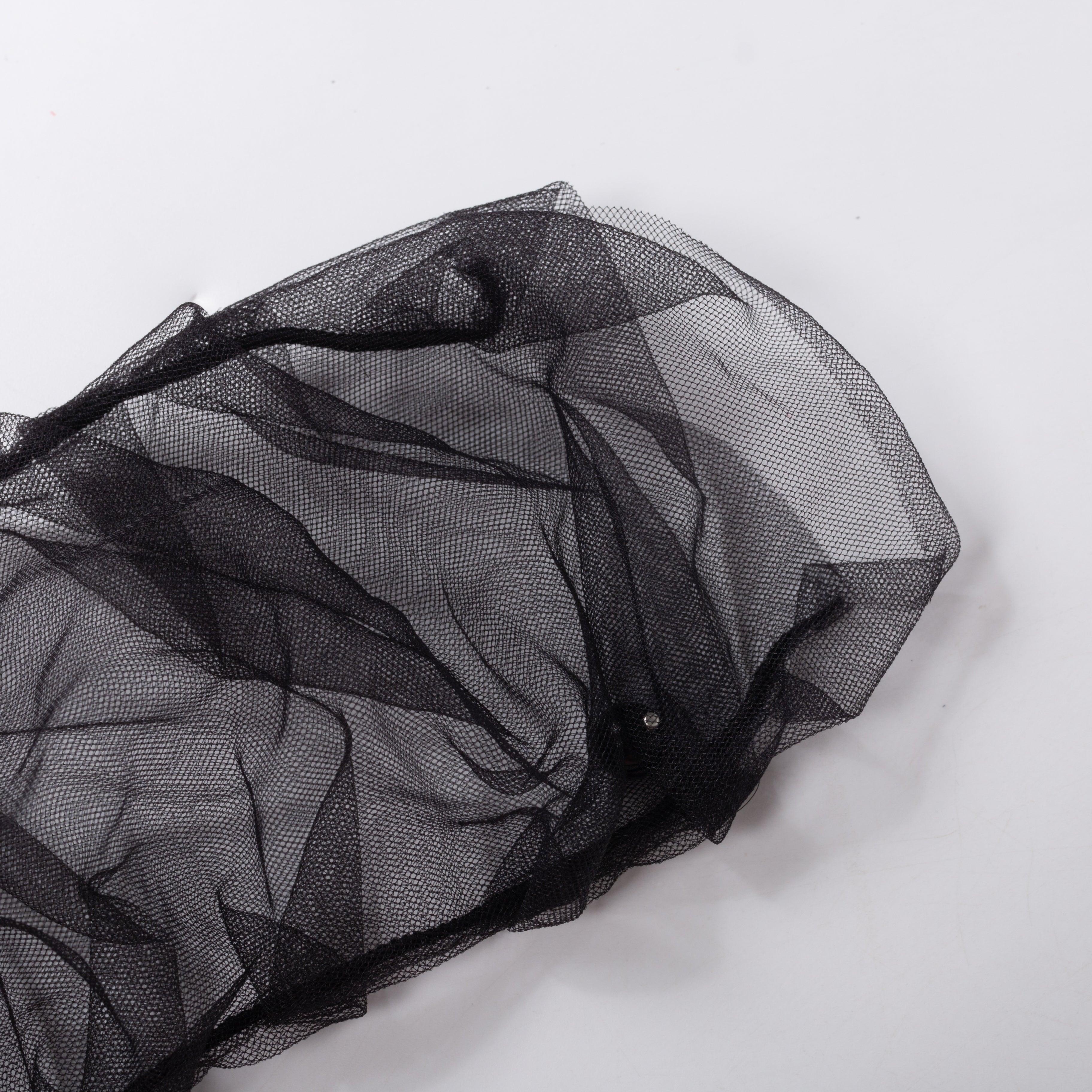 Black Pearl Pleated Tulle Sleeves - Uniqvibe