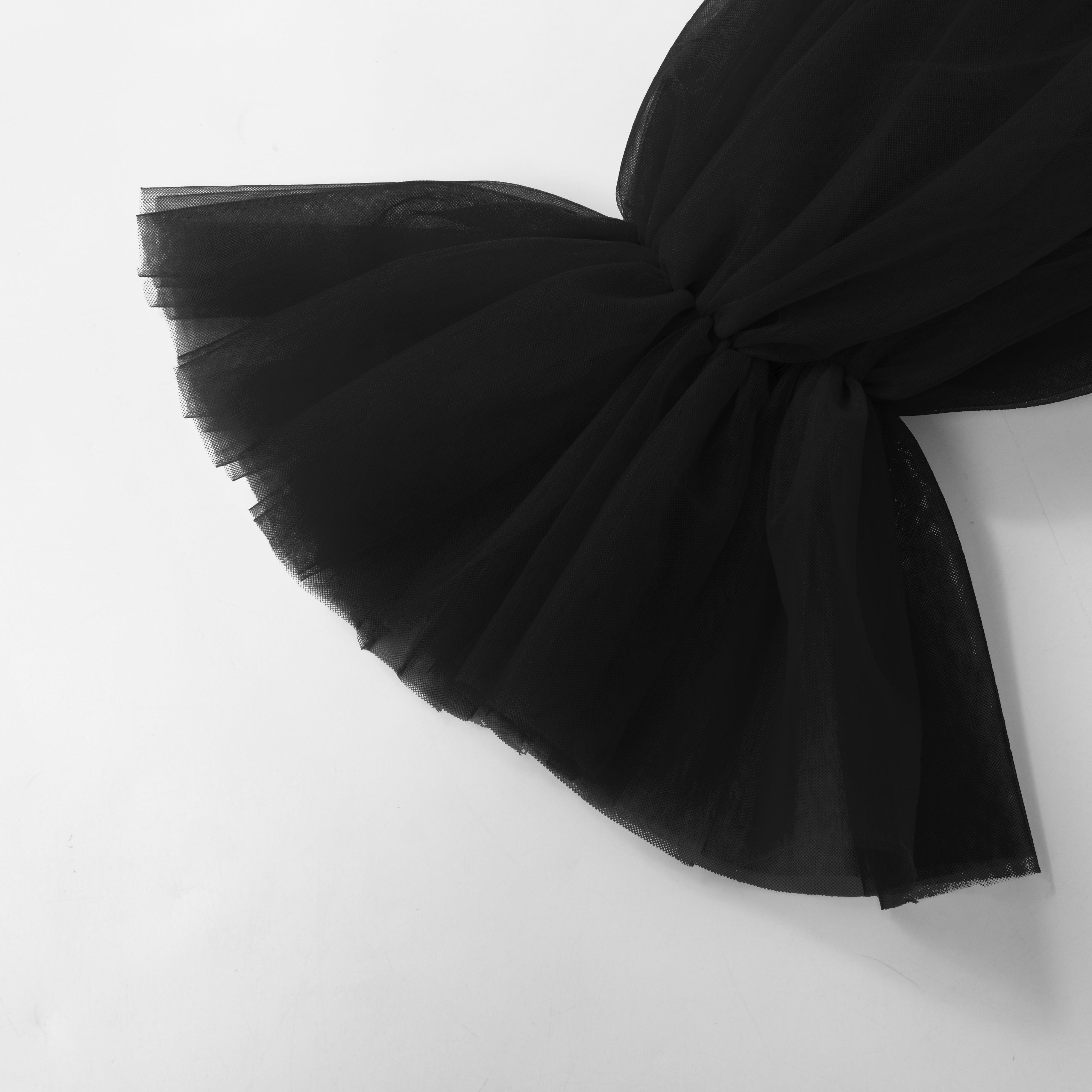 Black Stretch Section Double Tulle Puff Sleeves - Uniqvibe