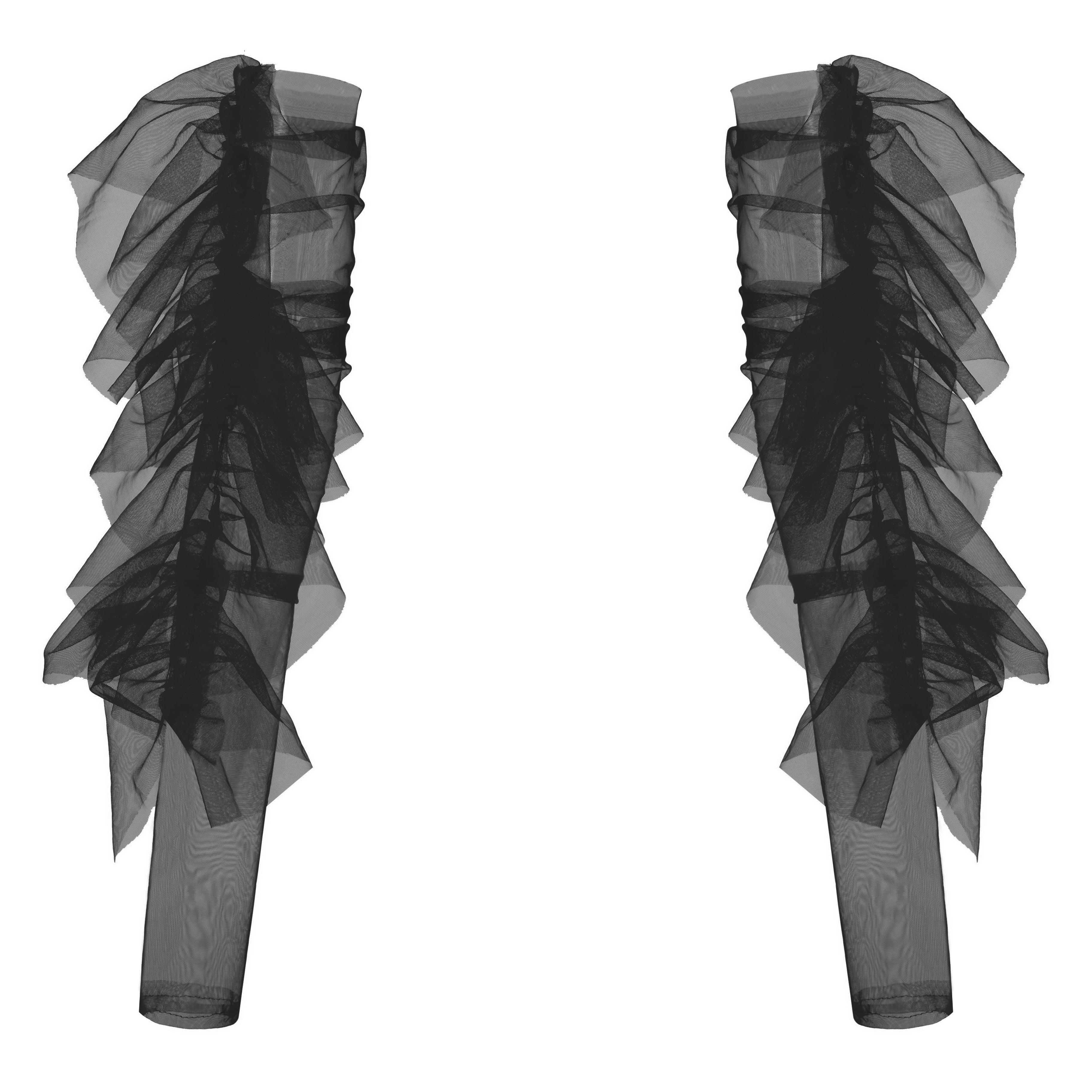 Black/White Pleated Tulle Sleeves - Uniqvibe