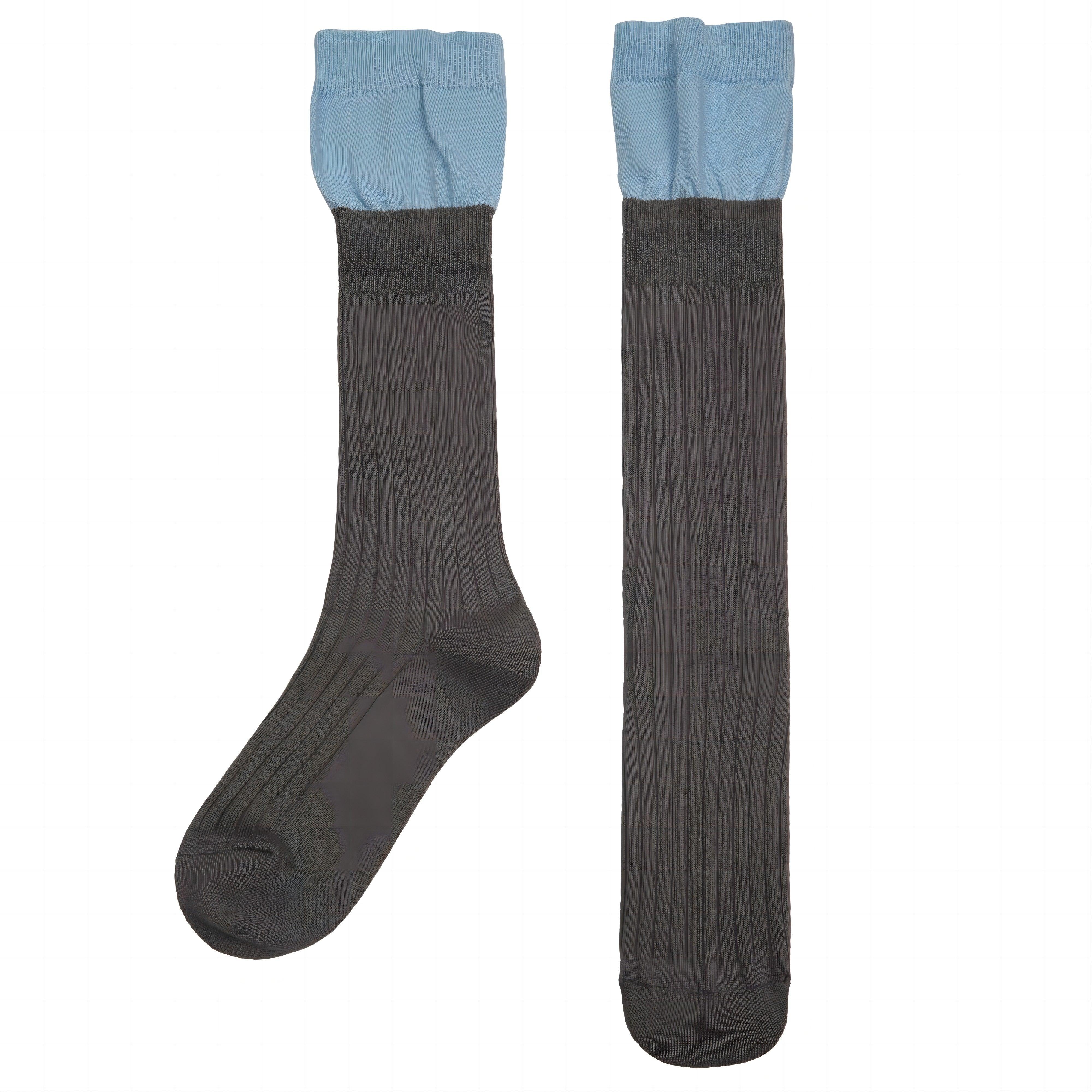Blue Colorblocked Cotton Long Socks - Uniqvibe