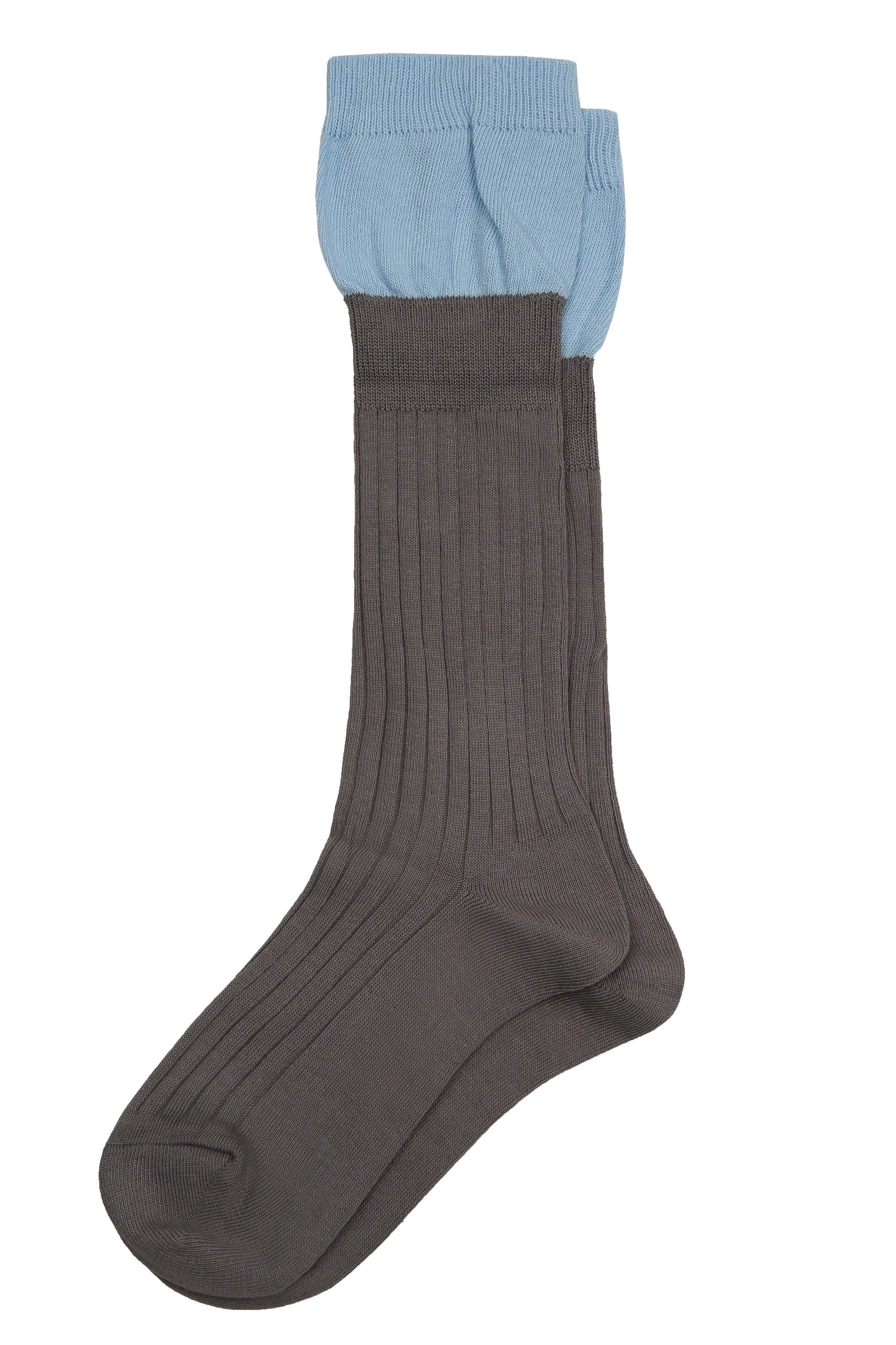Blue Colorblocked Cotton Long Socks - Uniqvibe
