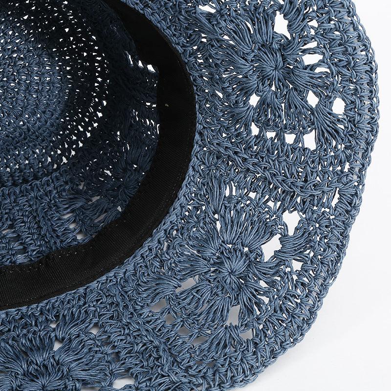 Blue Flower Straw Beach Bucket Hat - Uniqvibe