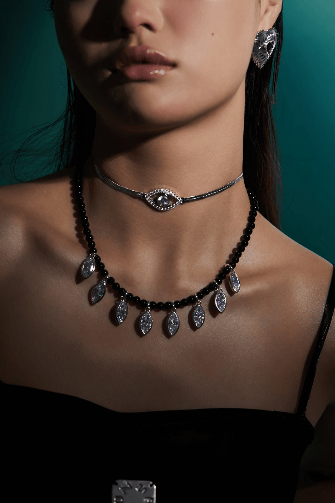 Crystal Eye Snake Chain Necklace - Uniqvibe
