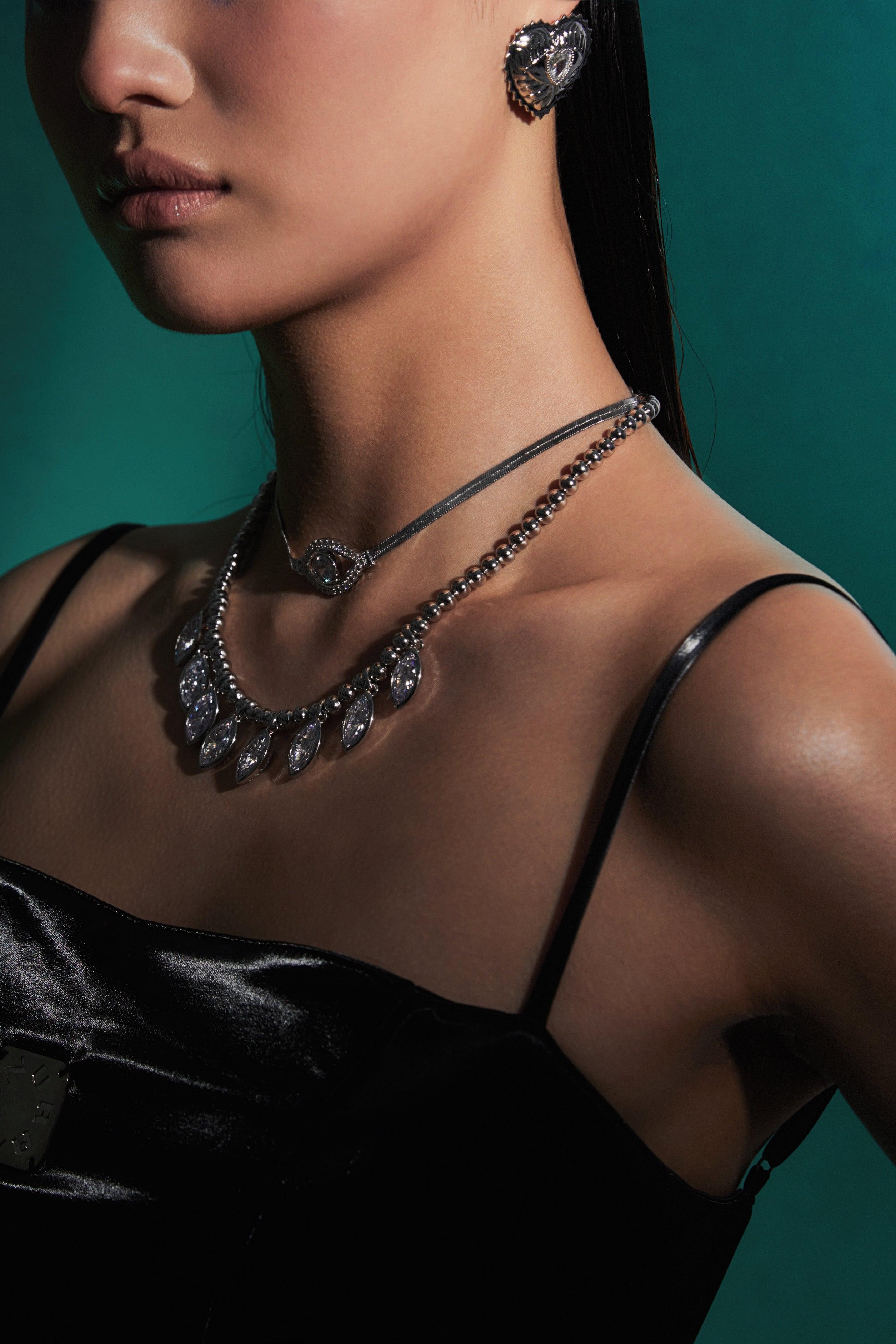 Crystal Eye Snake Chain Necklace - Uniqvibe