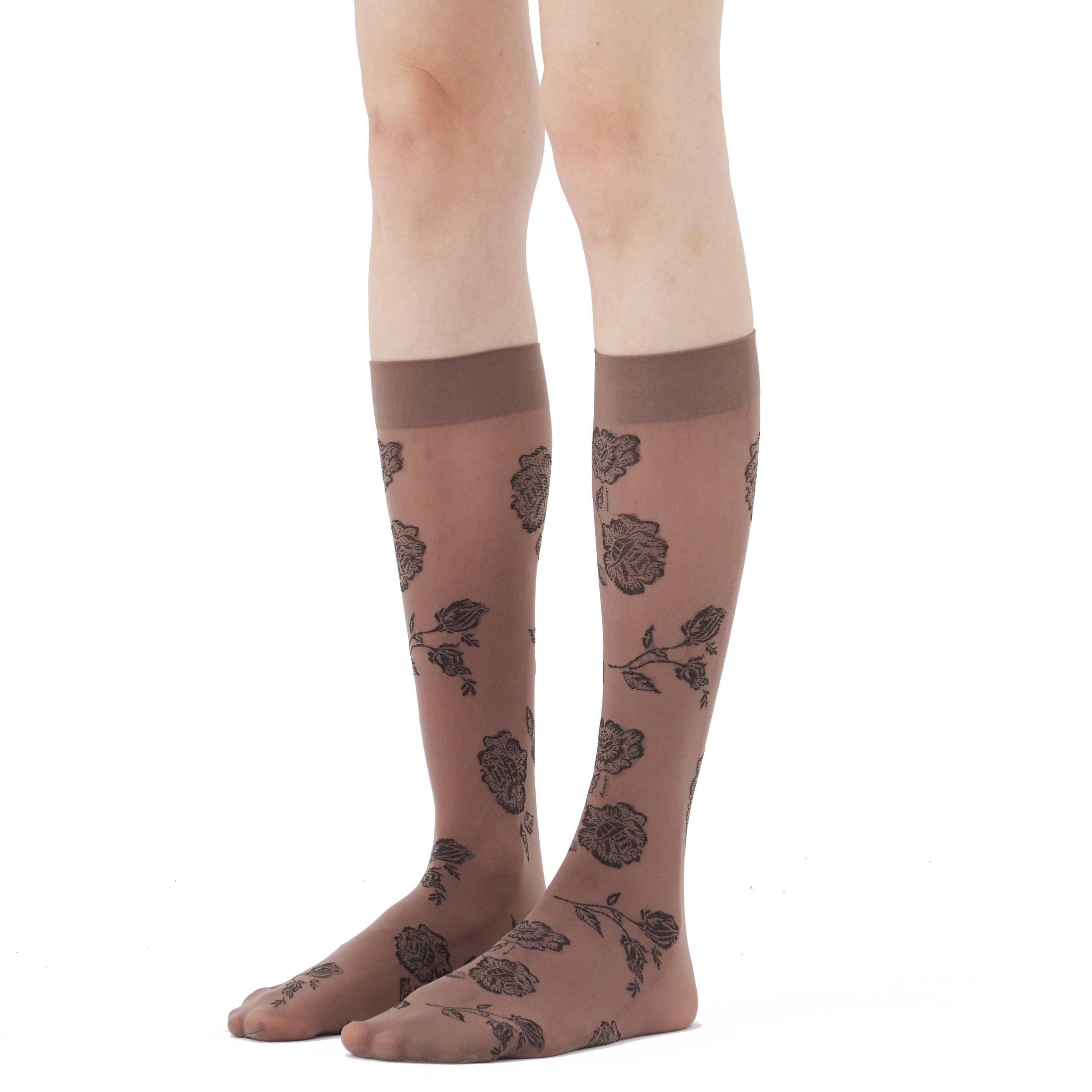 Delicate Floral Patterns Long Socks - Uniqvibe