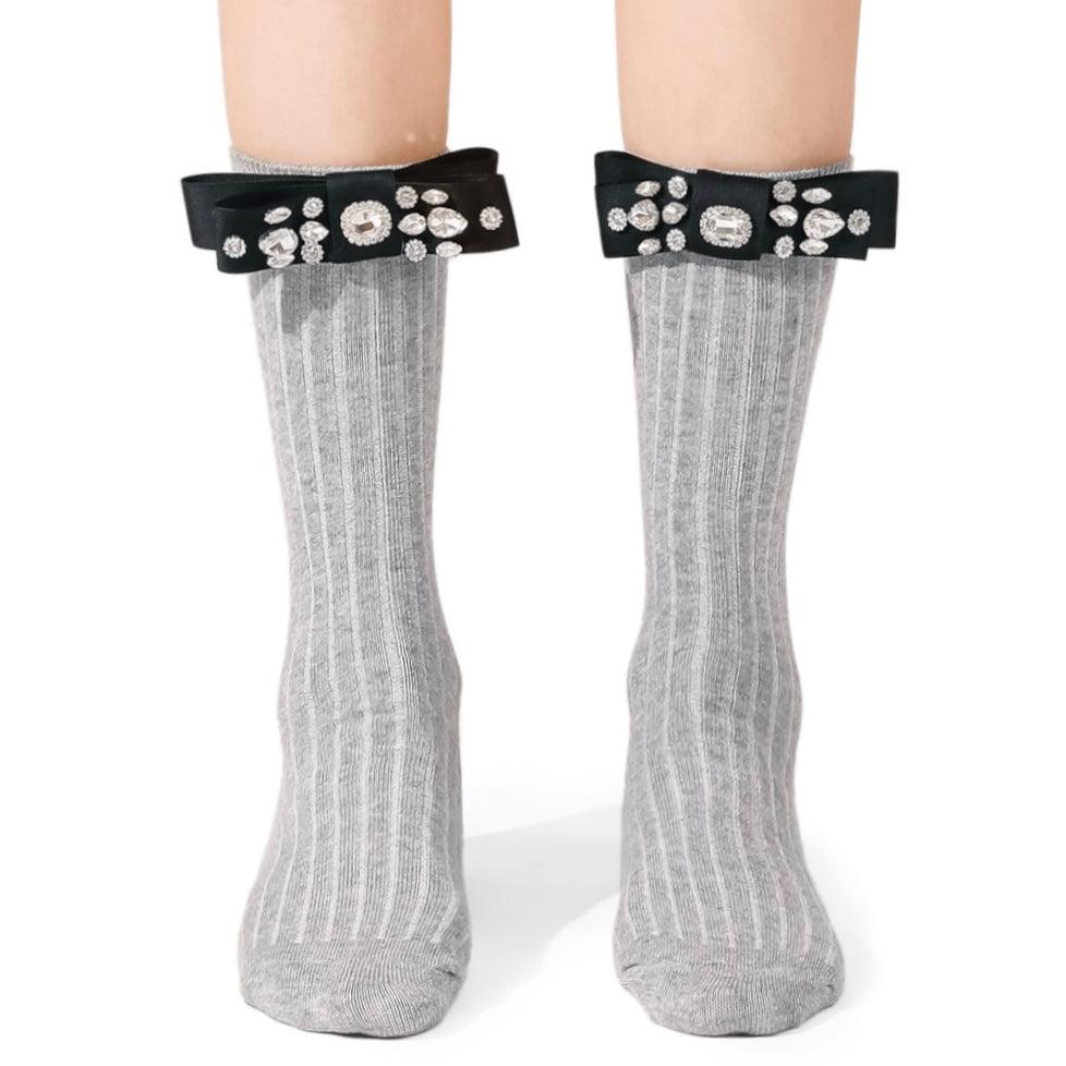 Diamond Bowknot Cotton Short Socks - Uniqvibe