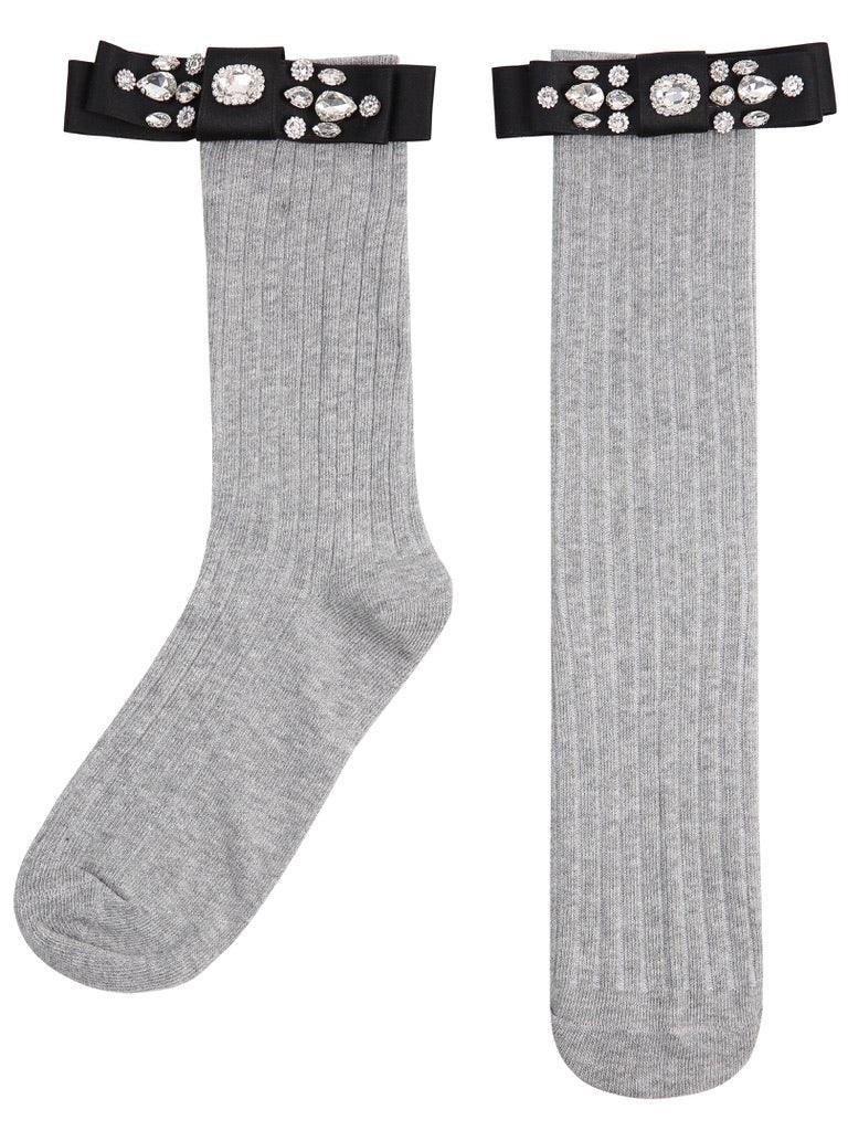 Diamond Bowknot Cotton Short Socks - Uniqvibe
