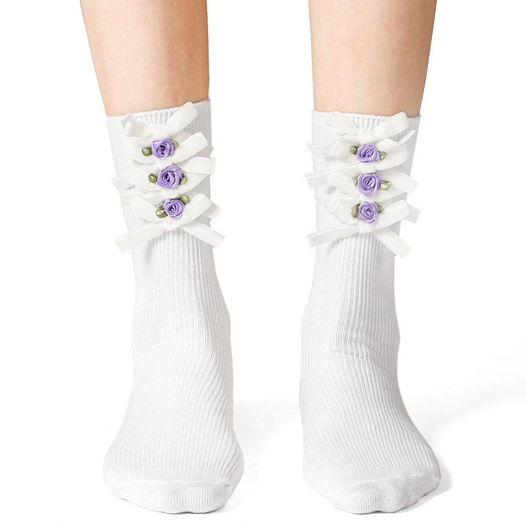 Flower Bowknot Cotton Short Socks - Uniqvibe