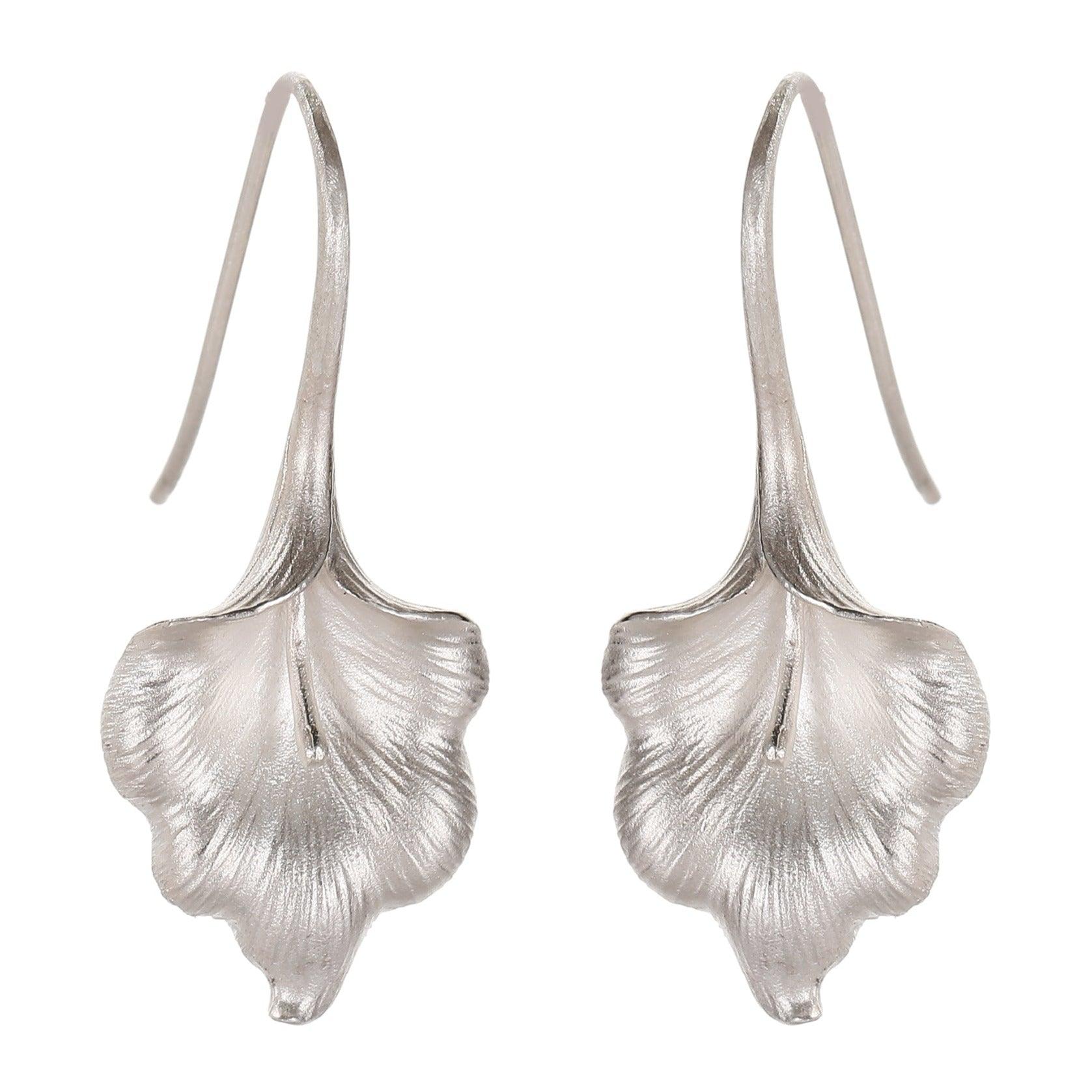 Frosted Sterling Silver Calla Lily Earrings - Uniqvibe