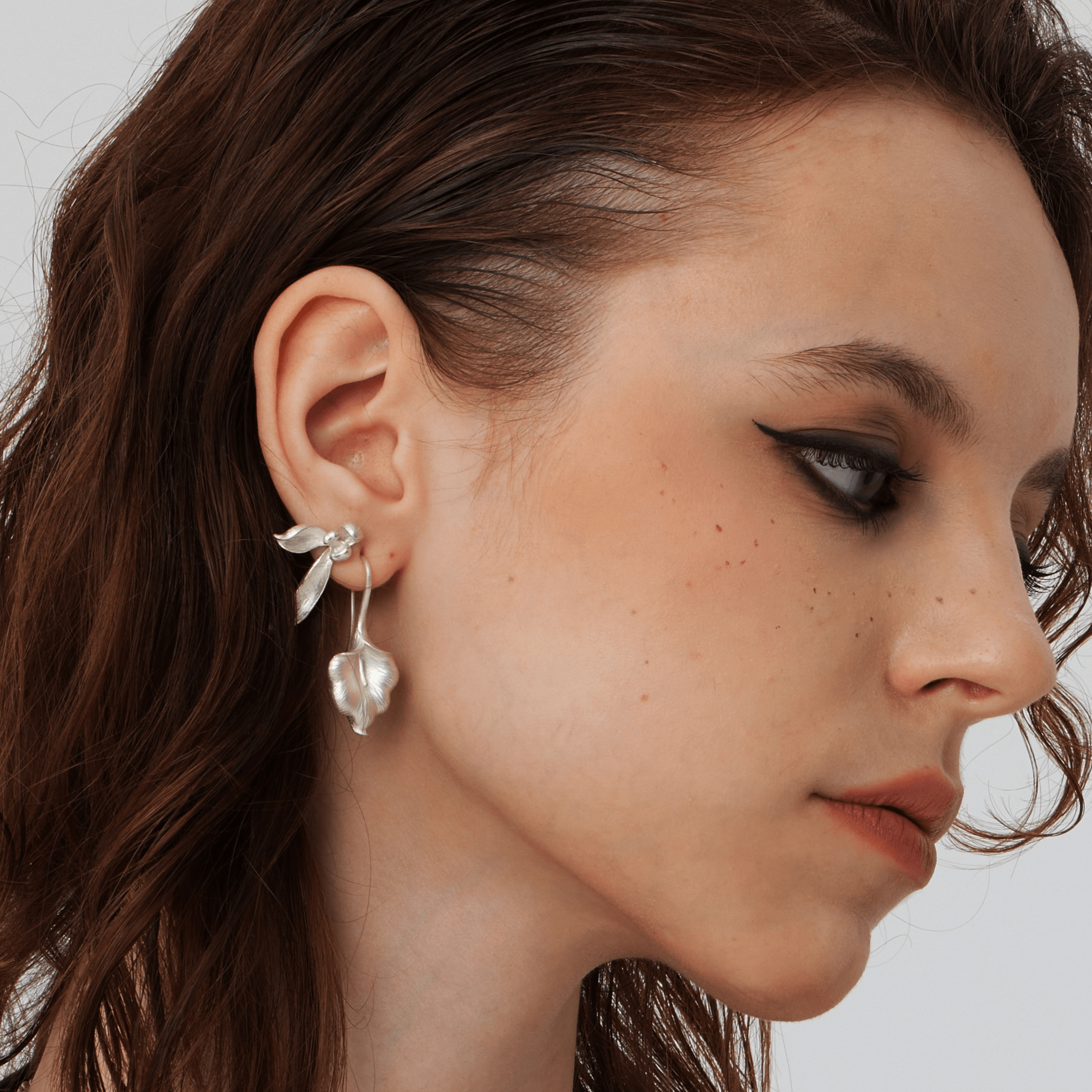 Frosted Sterling Silver Calla Lily Earrings - Uniqvibe