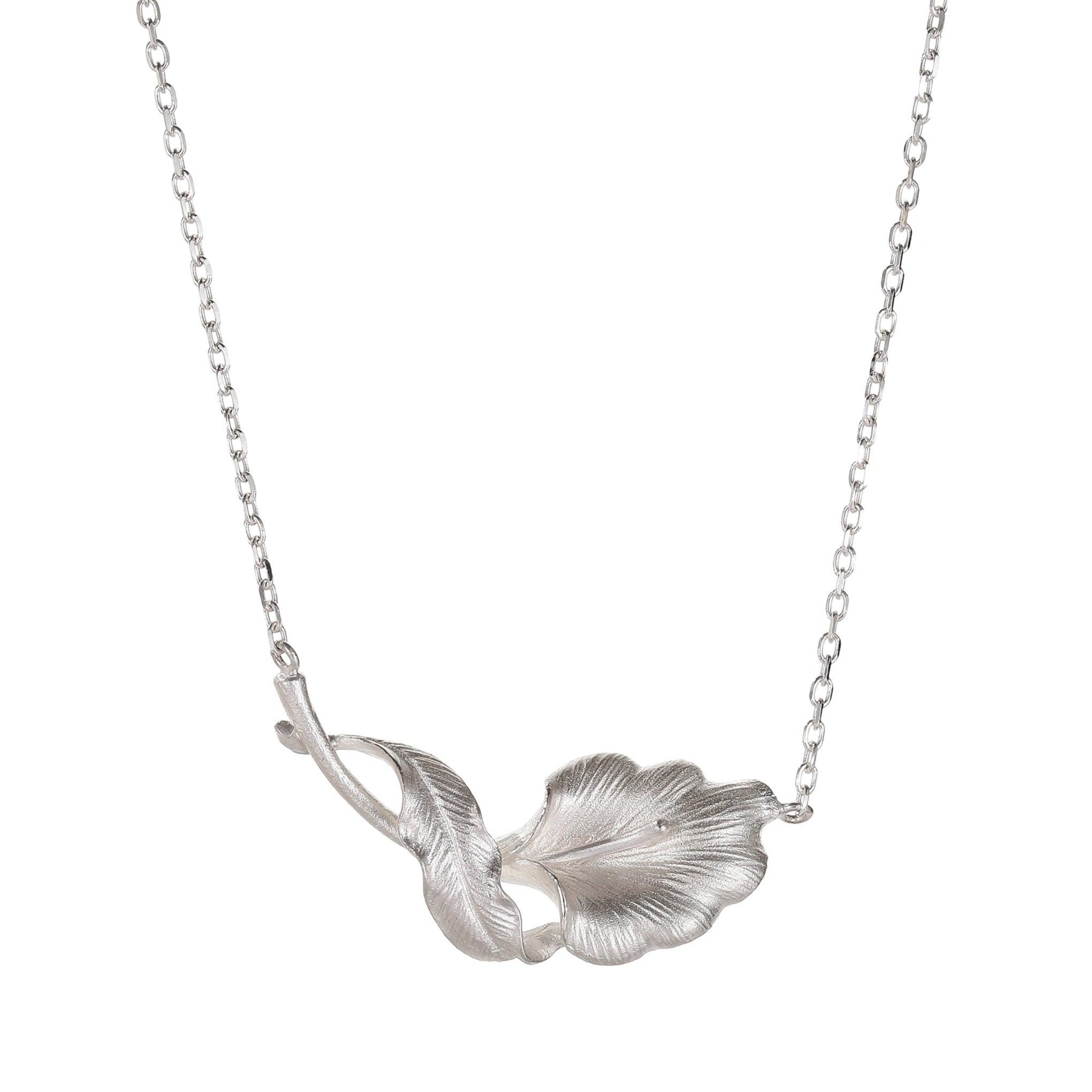 Frosted Sterling Silver Calla Lily Necklace - Uniqvibe
