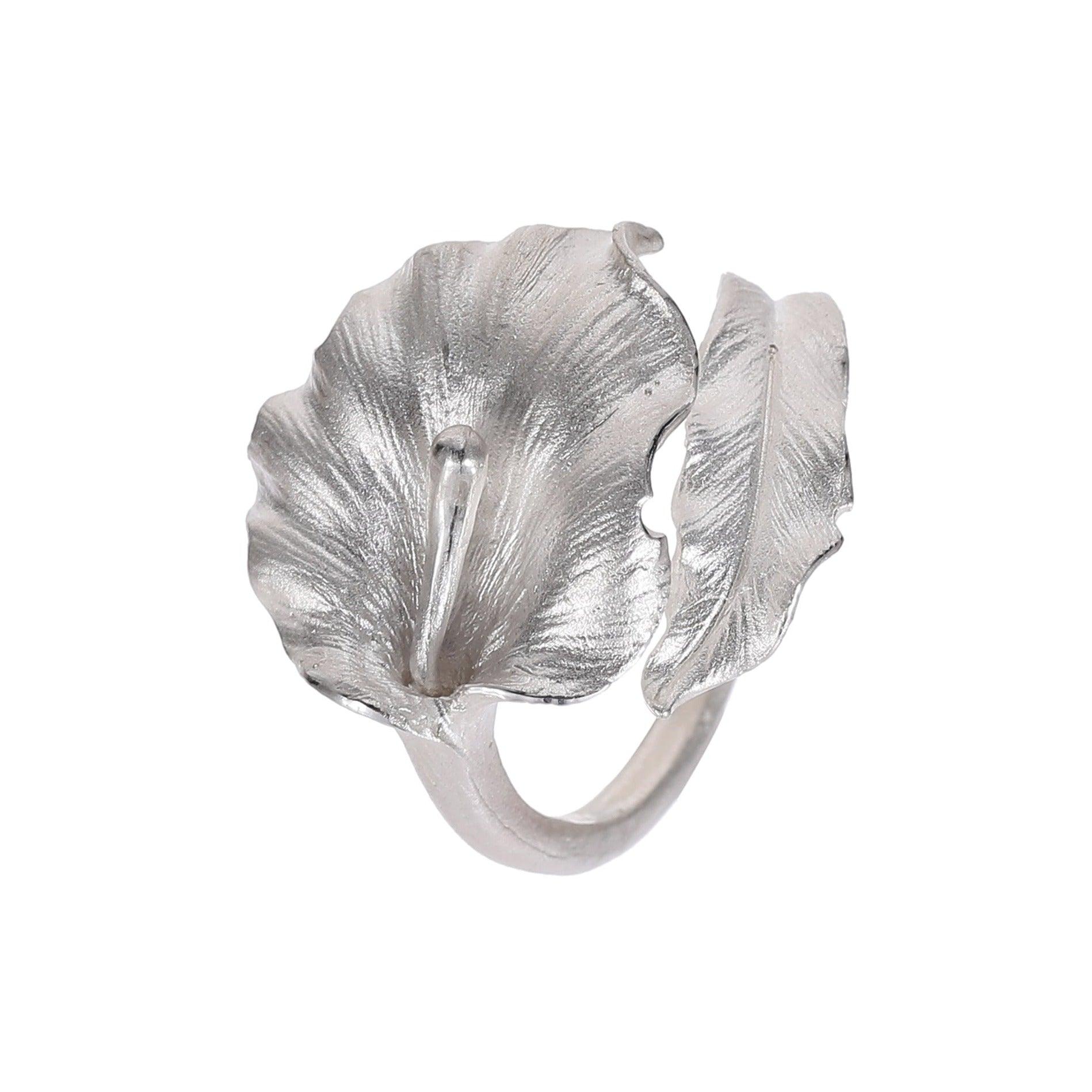 Frosted Sterling Silver Calla Lily Ring - Uniqvibe