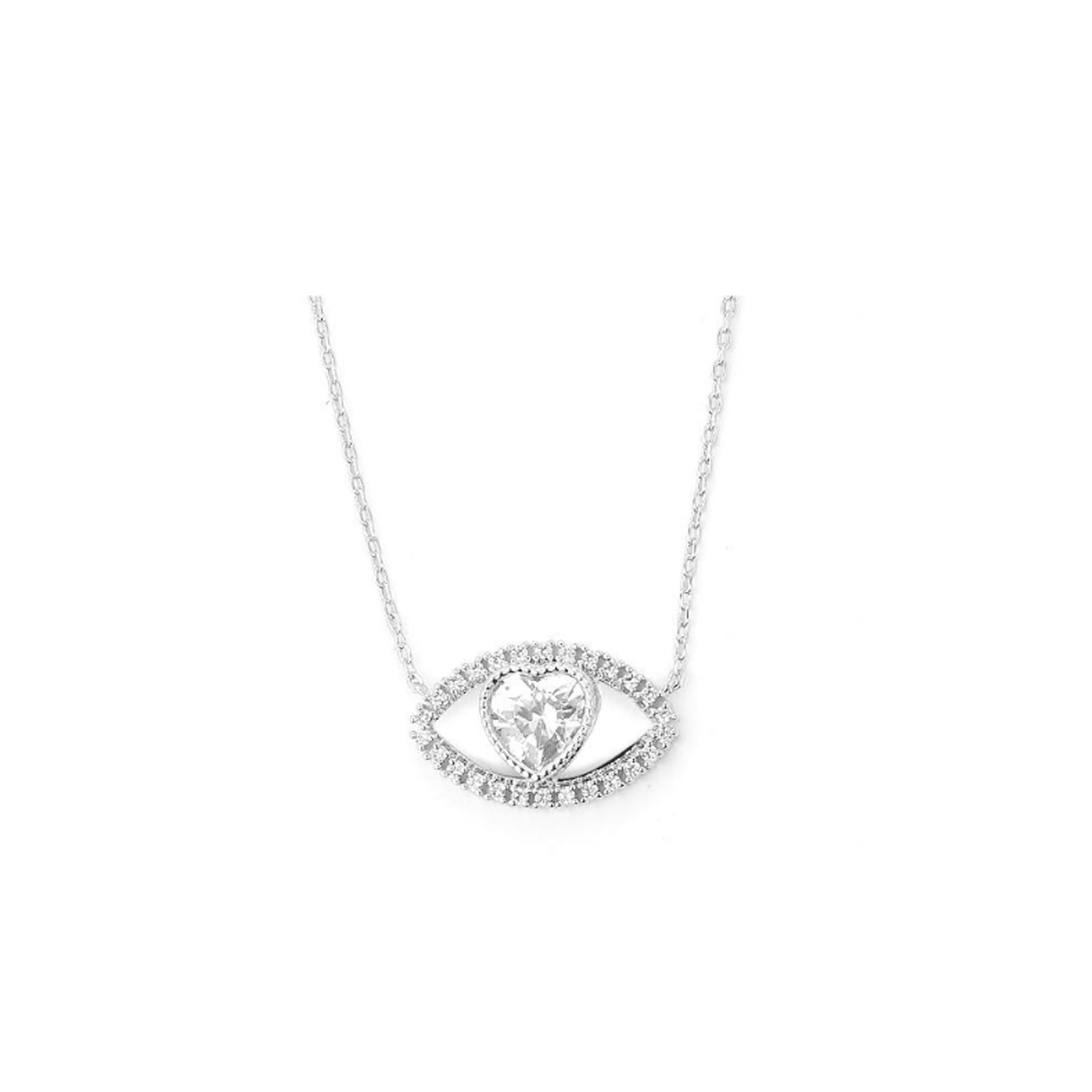 Heart Crystal Eyes Clavicle Chain Necklace - Uniqvibe