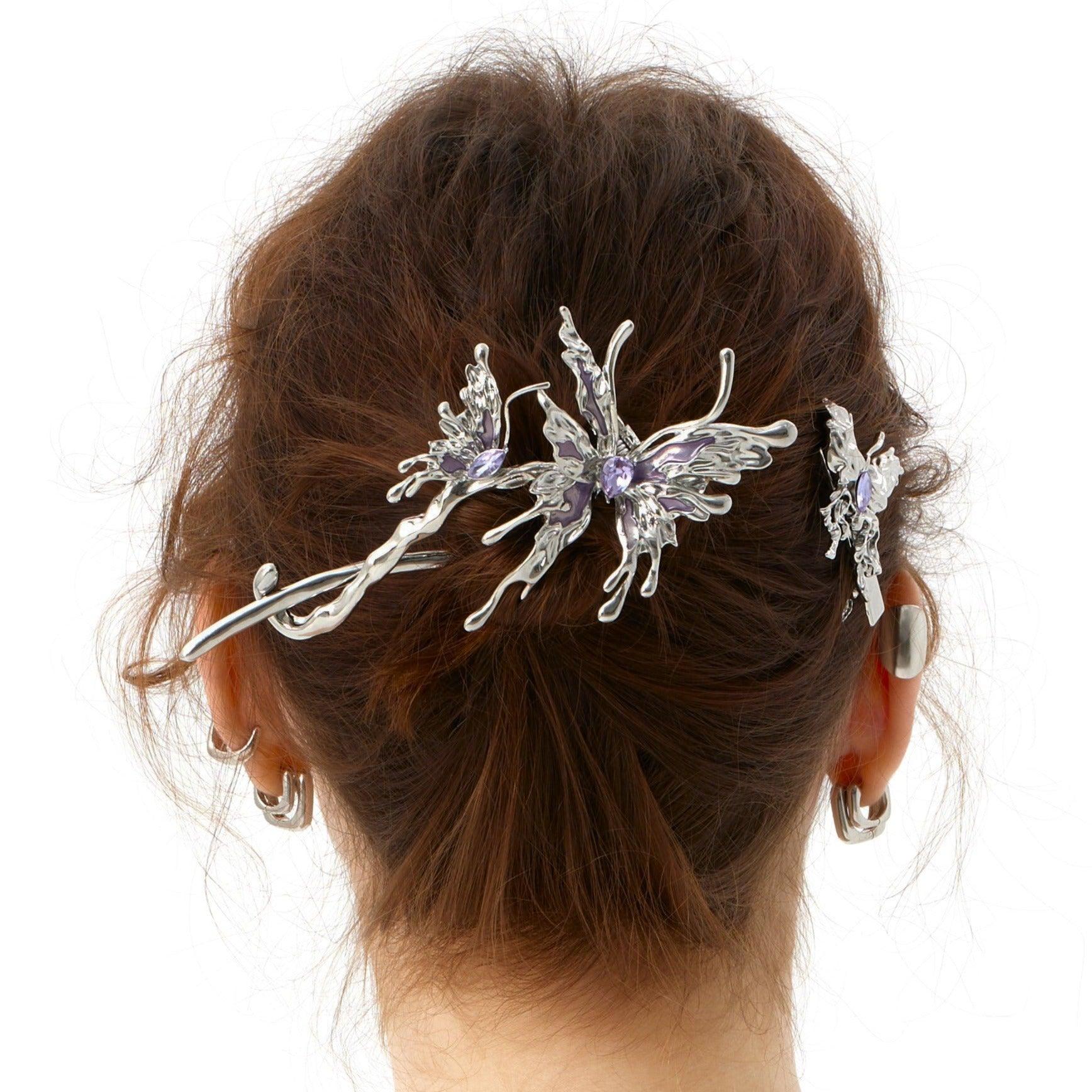 Metal Enamel Butterfly Hair Clip - Uniqvibe