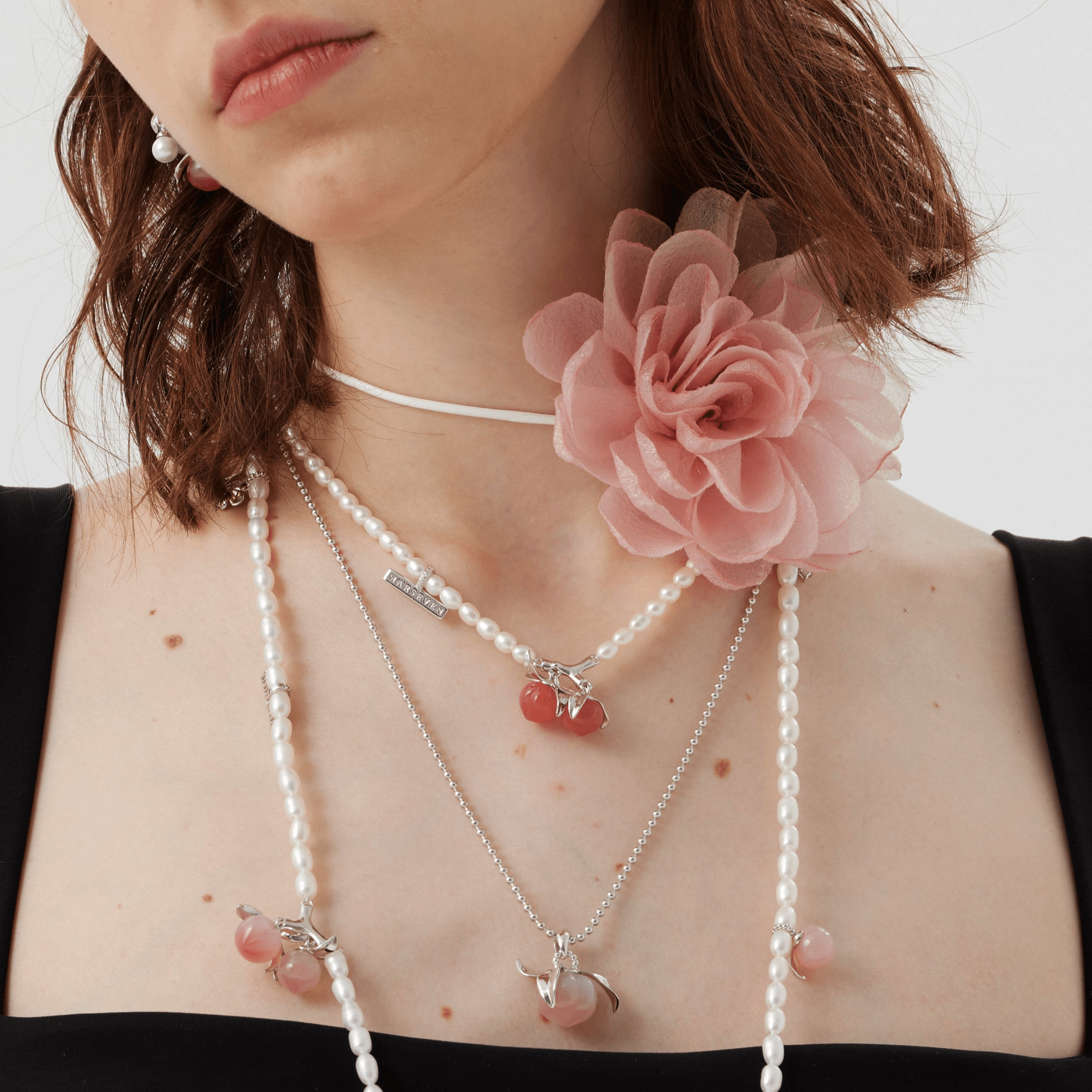 Natural Agate Peach Pearl Necklace - Uniqvibe