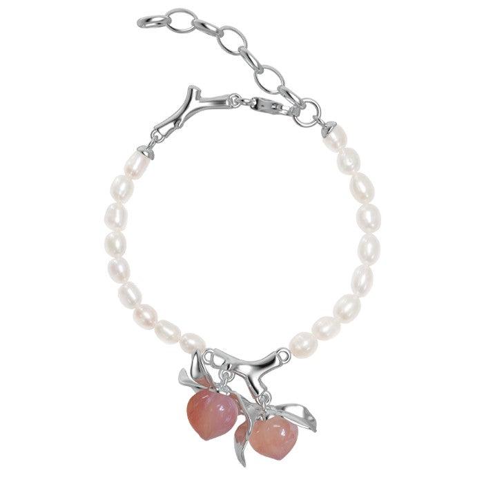 Natural Agate Peaches Pearl Bracelet - Uniqvibe
