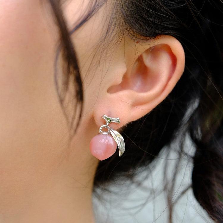 Natural Agate Single Peach Earrings - Uniqvibe