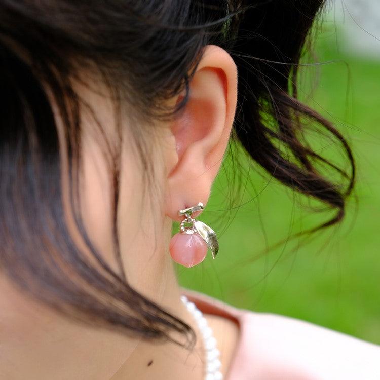 Natural Agate Single Peach Earrings - Uniqvibe