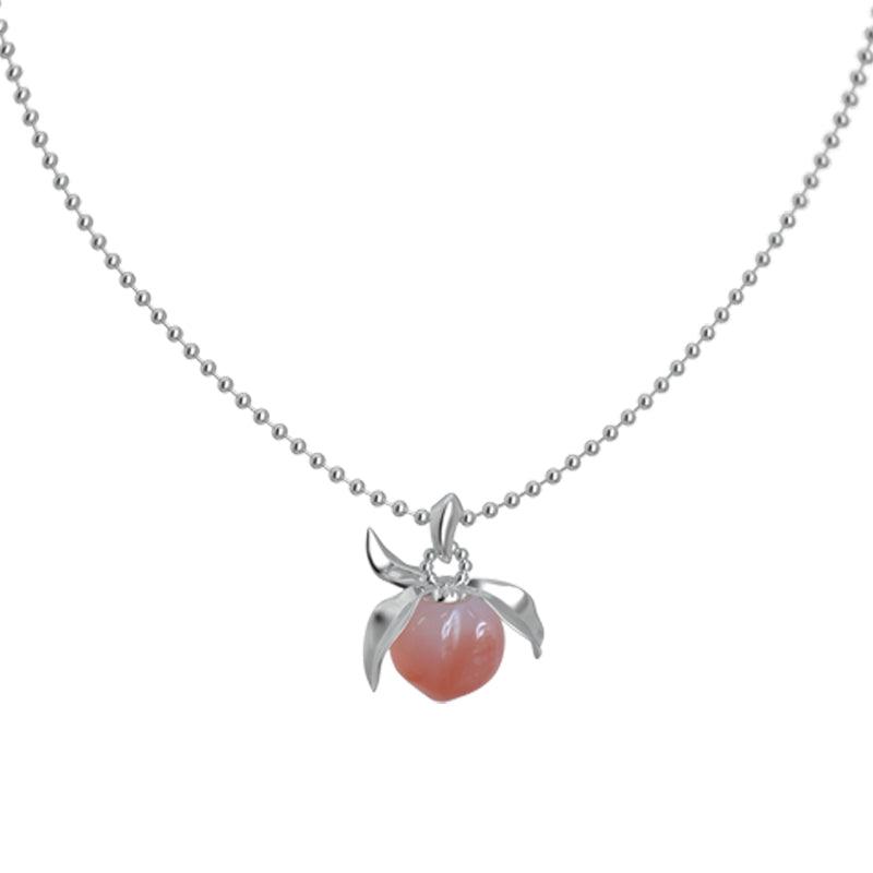 Natural Agate Single Peach Necklace - Uniqvibe