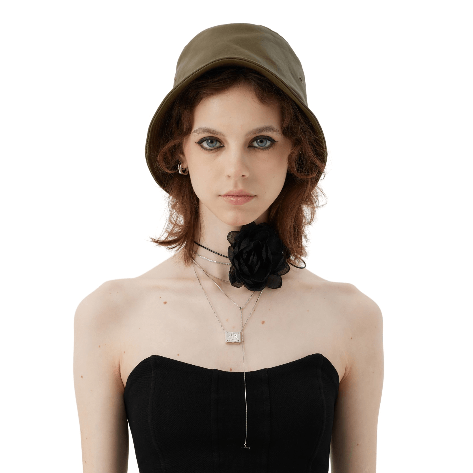 Olive Green Leather Bucket Hat - Uniqvibe