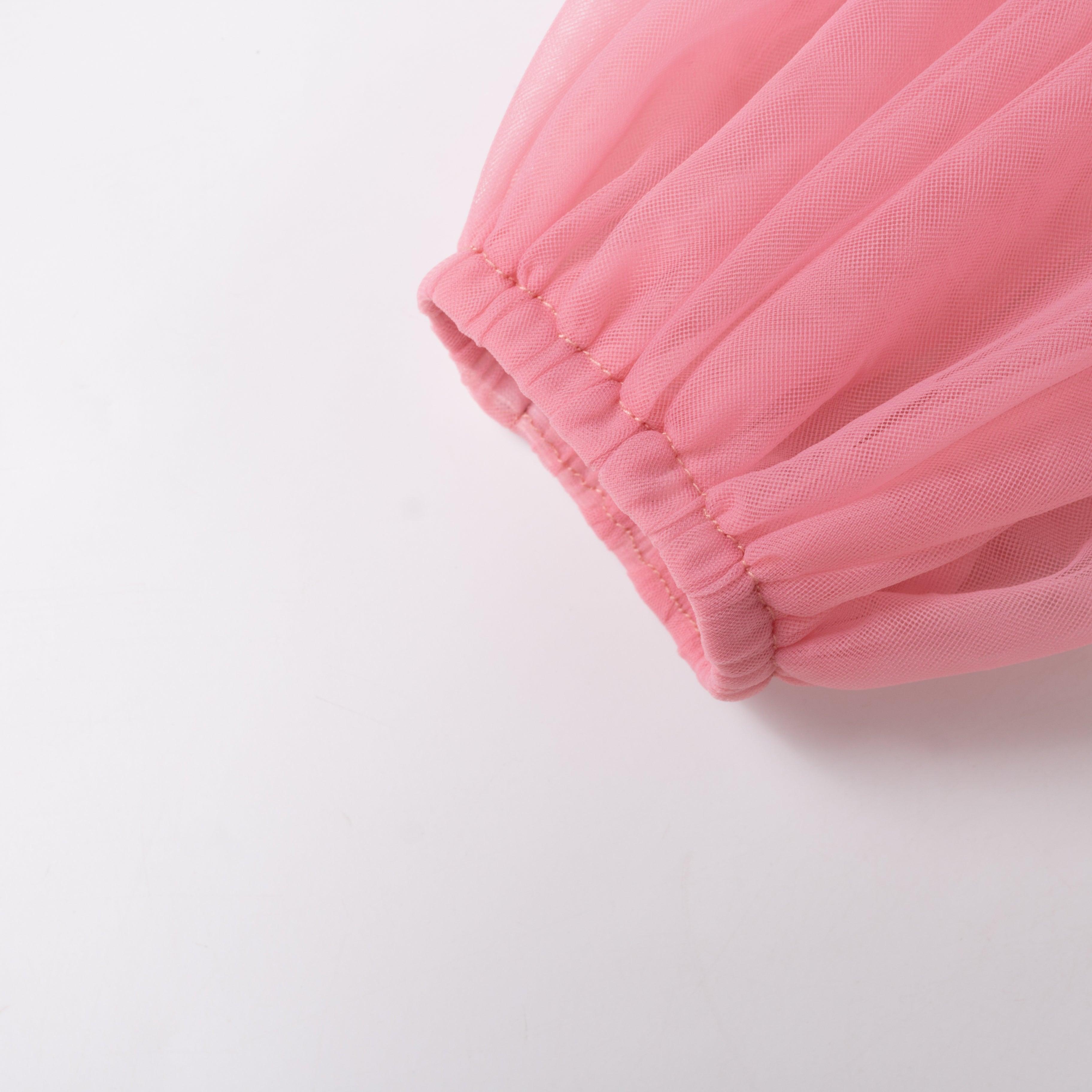 Pink Tulle Puff Sleeves - Uniqvibe