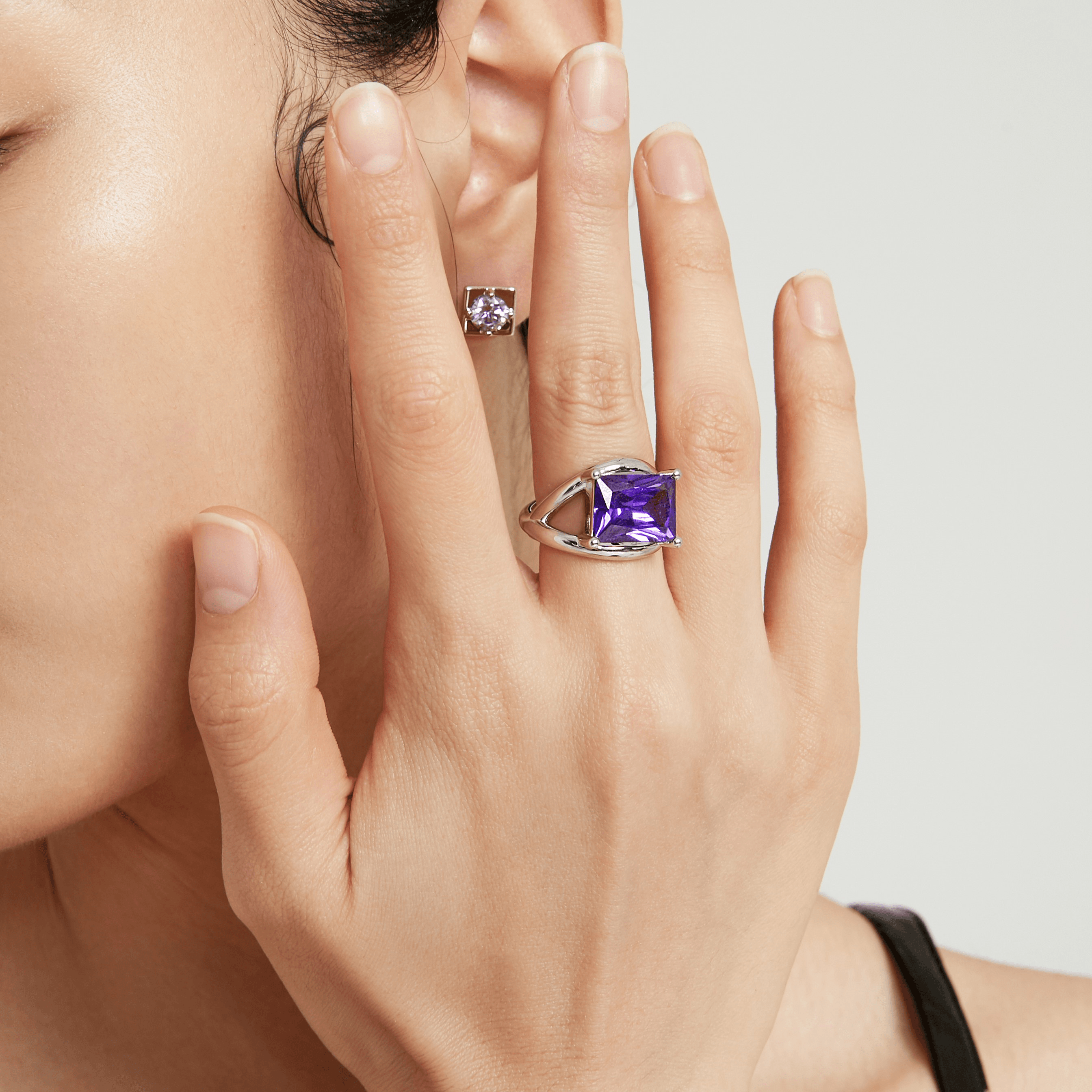 Purple Cube Diamond Wrap Open Ring - Uniqvibe